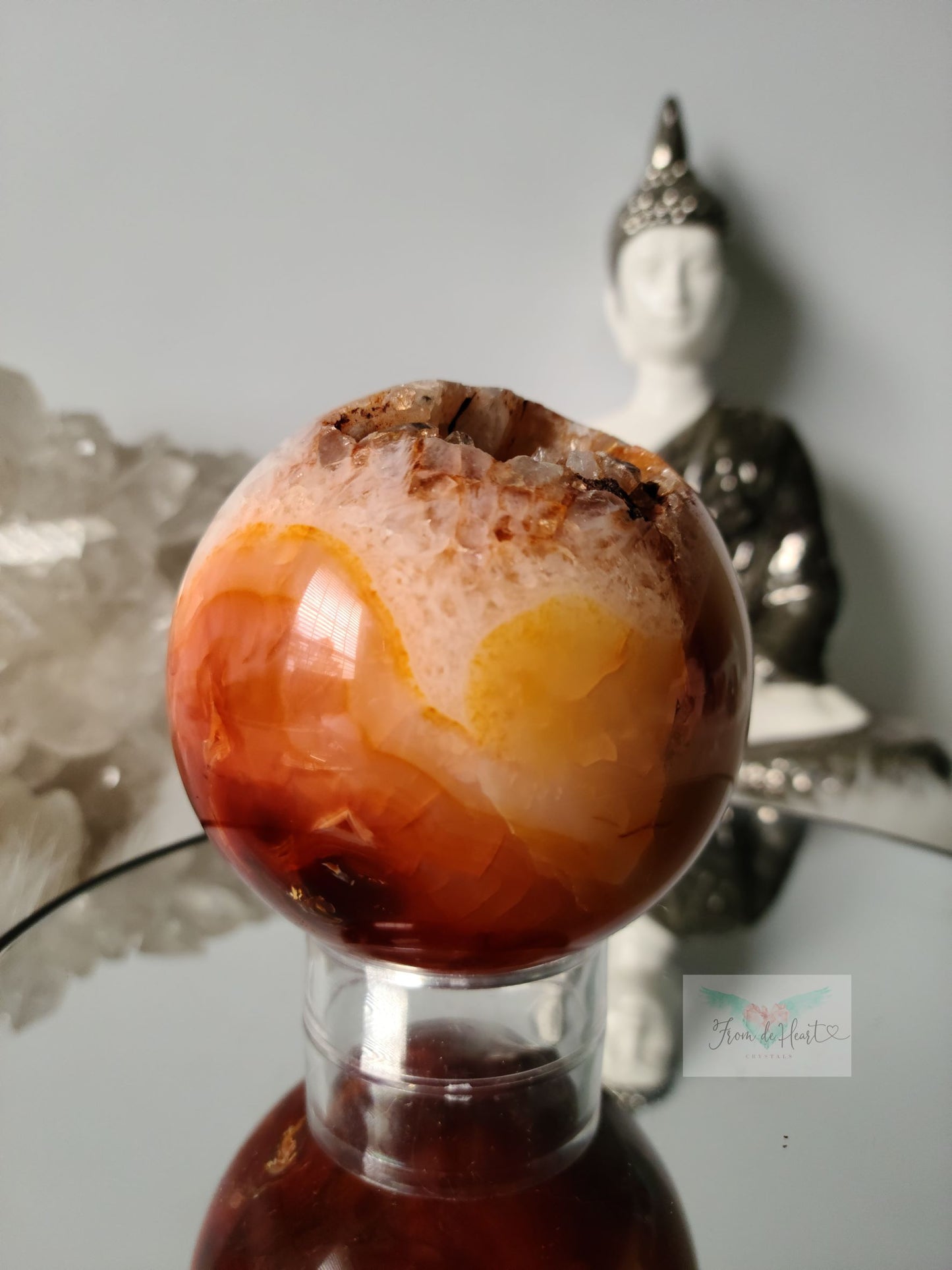 Carnelian with Quartz Sphere