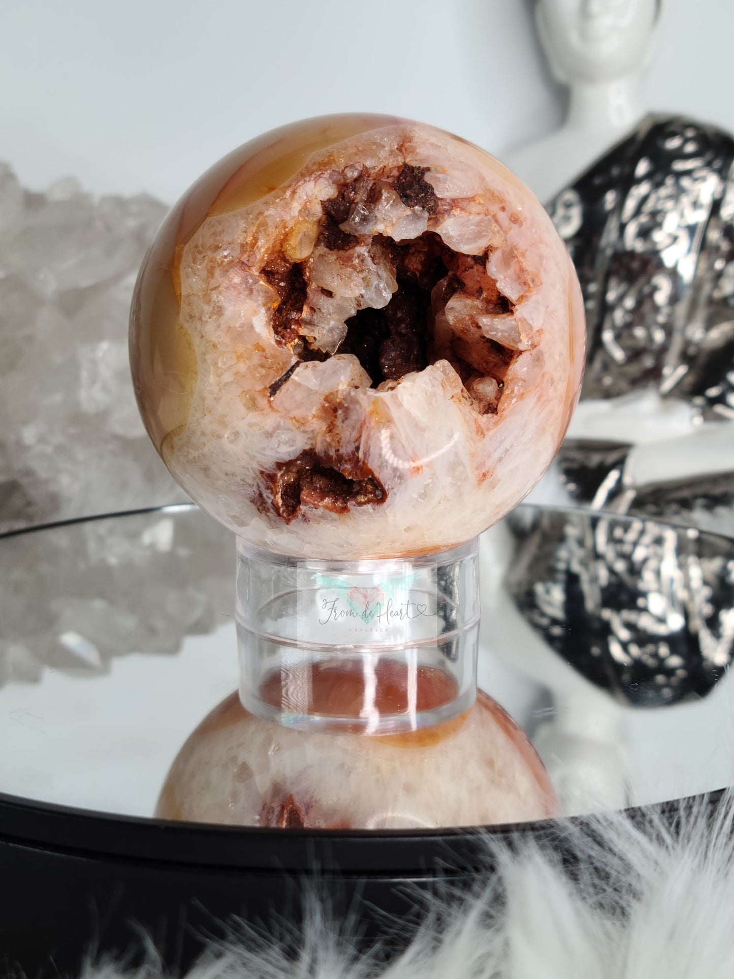 Carnelian with Quartz Sphere