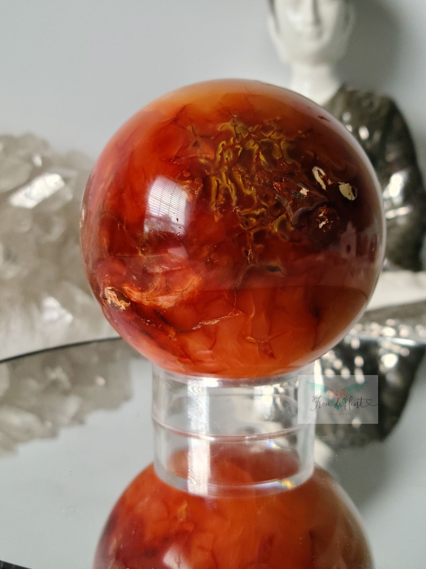 Carnelian with Quartz Sphere
