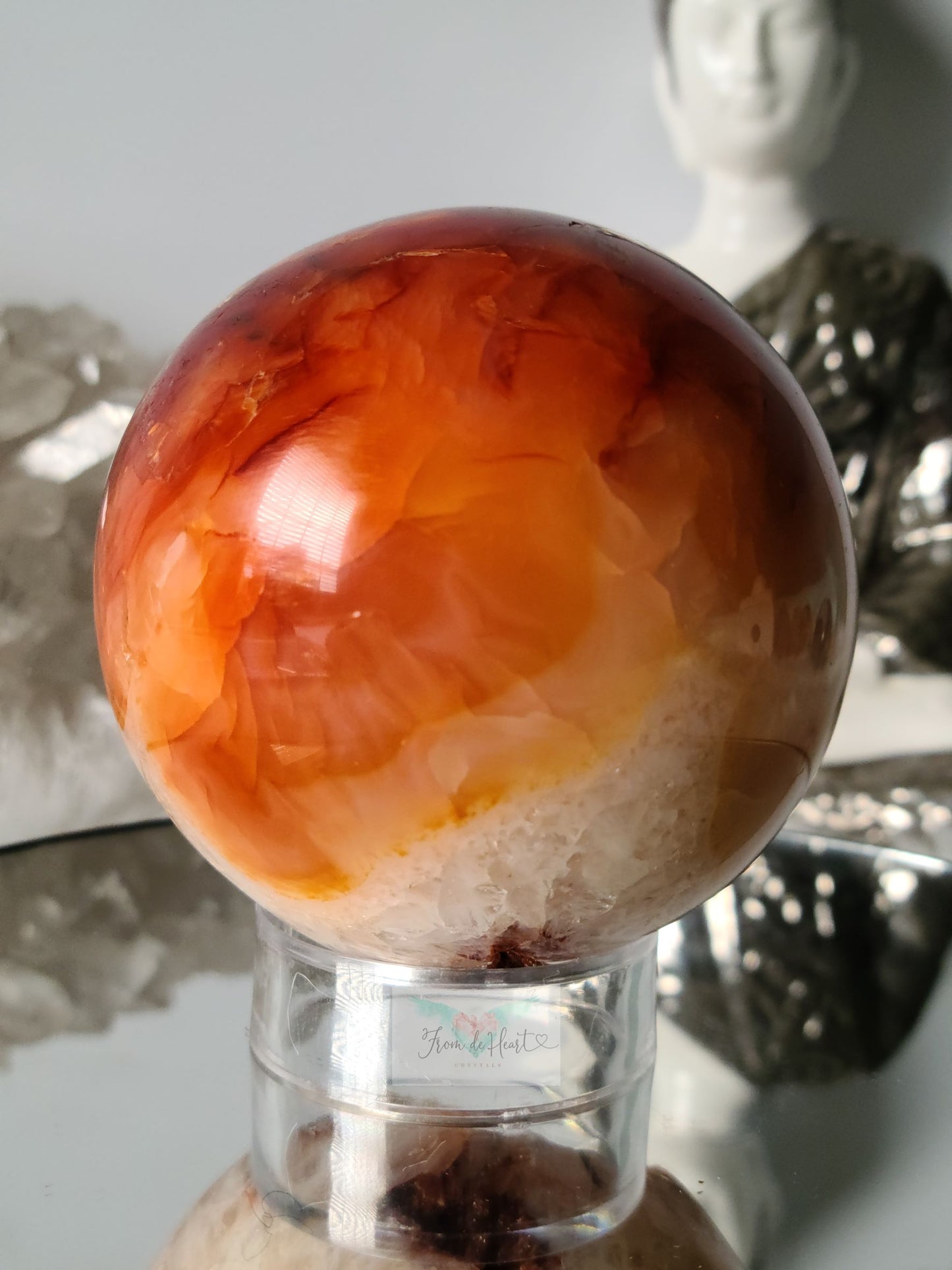 Carnelian with Quartz Sphere