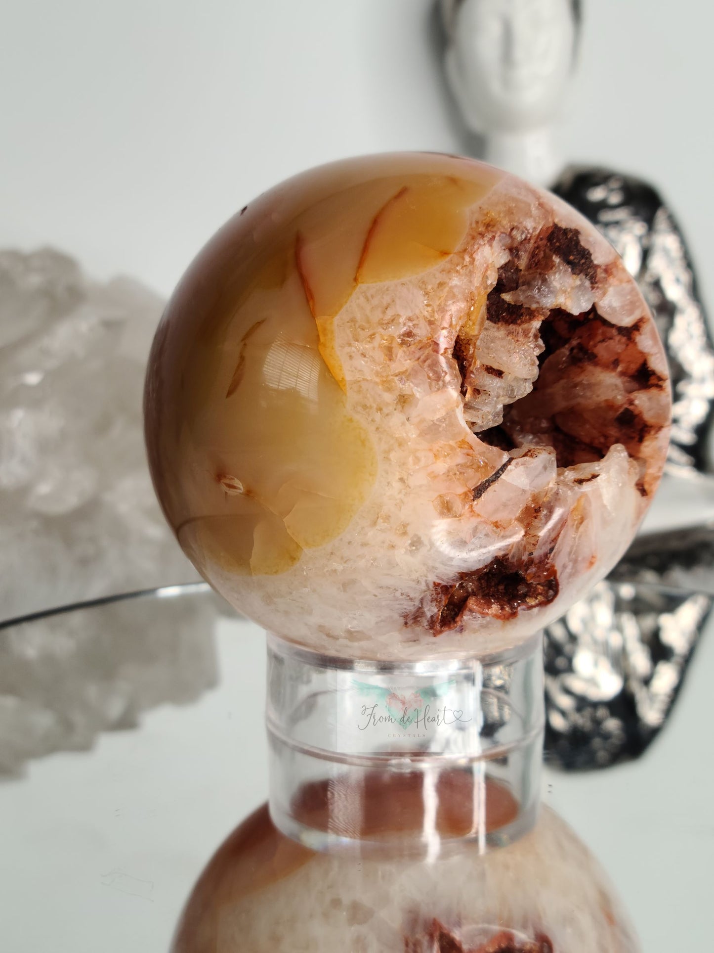 Carnelian with Quartz Sphere