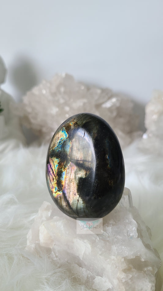 Yellow and Blue Schiller Labradorite Palmstone (SALE)