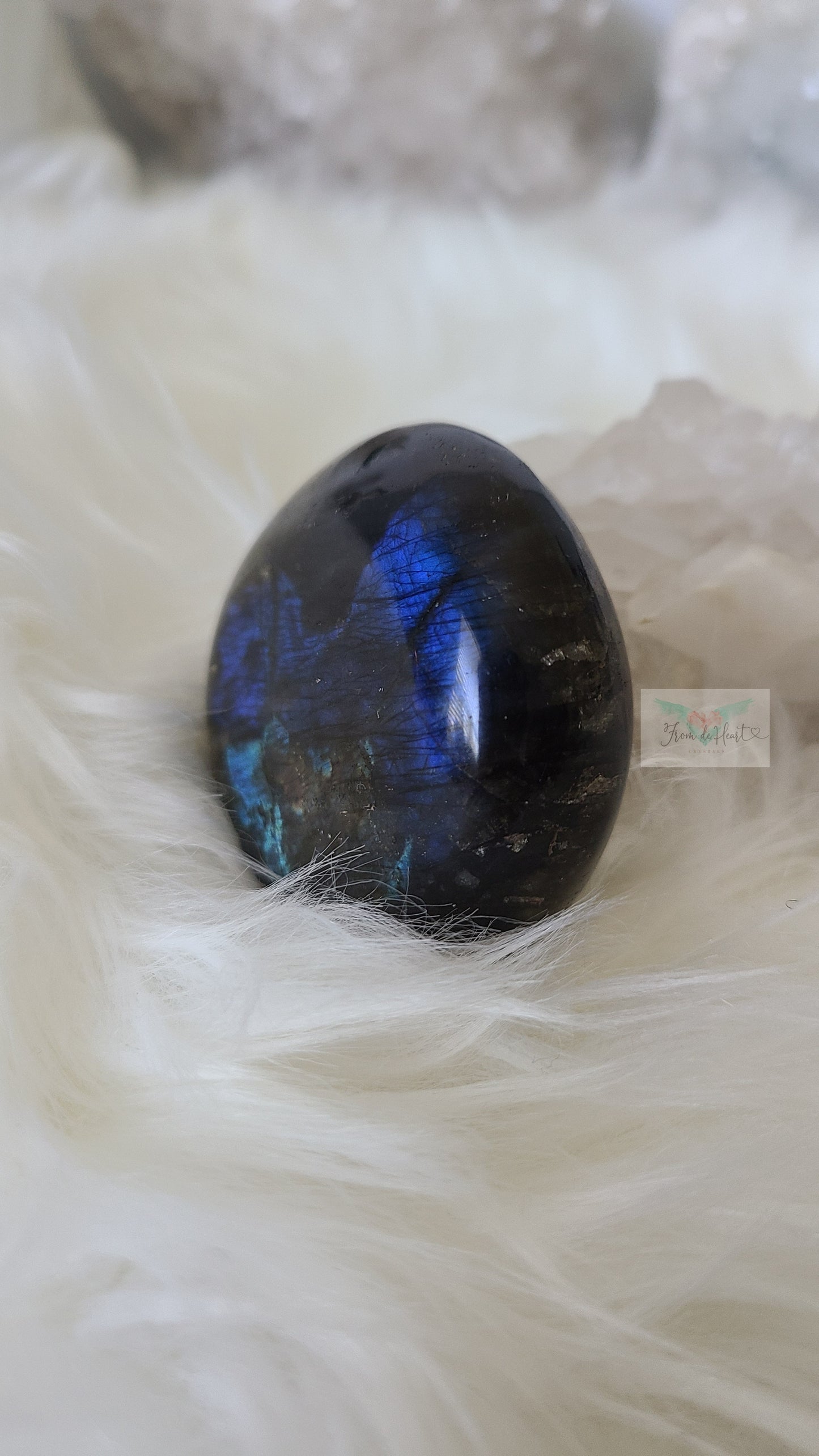 Yellow and Blue Schiller Labradorite Palmstone (SALE)