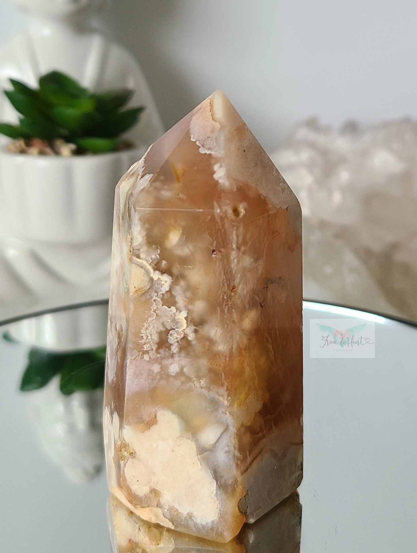 Brown Flower Agate Tower