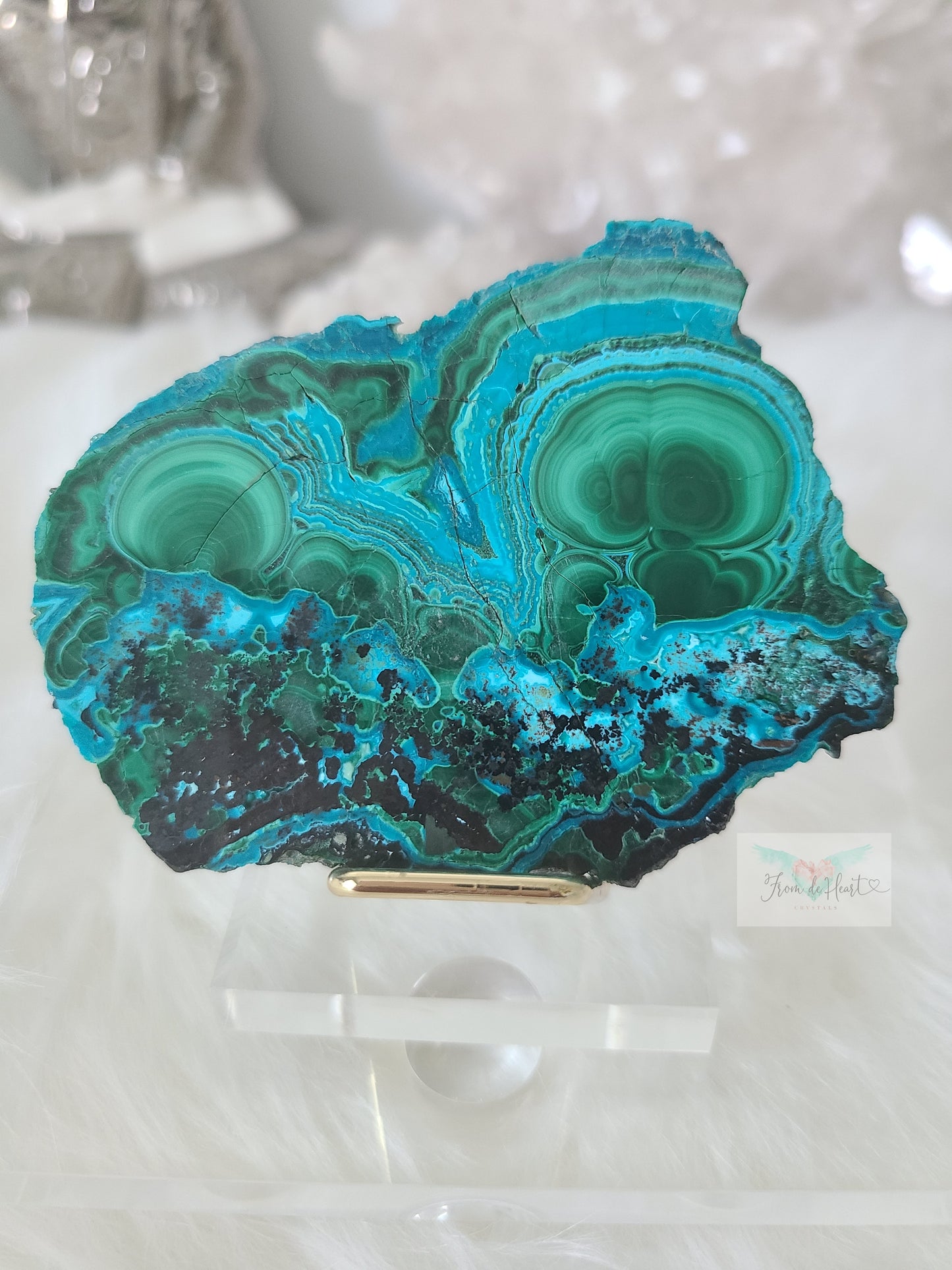 Chrysocolla with Malachite Slab