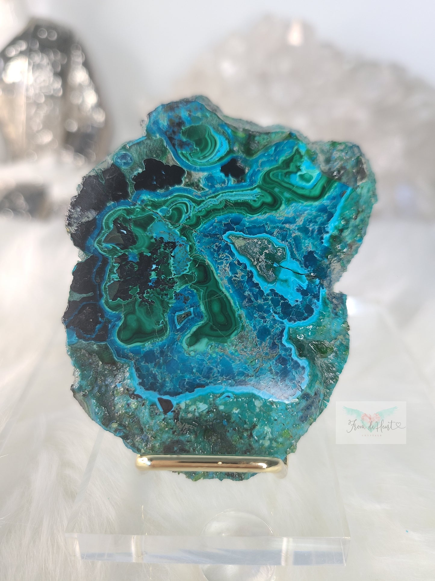 Chrysocolla with Malachite Slab