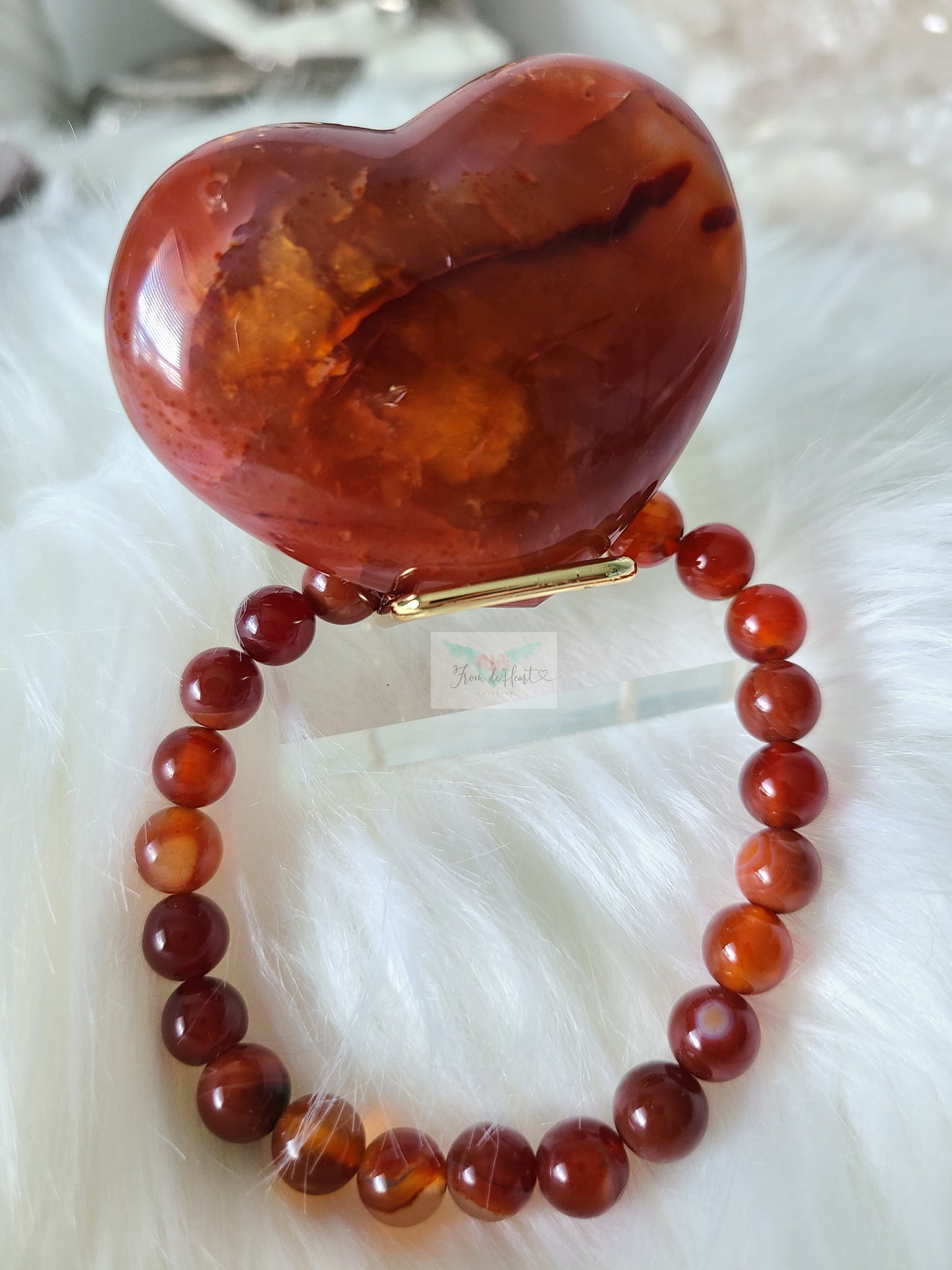 Carnelian Heart and Bracelet Pair