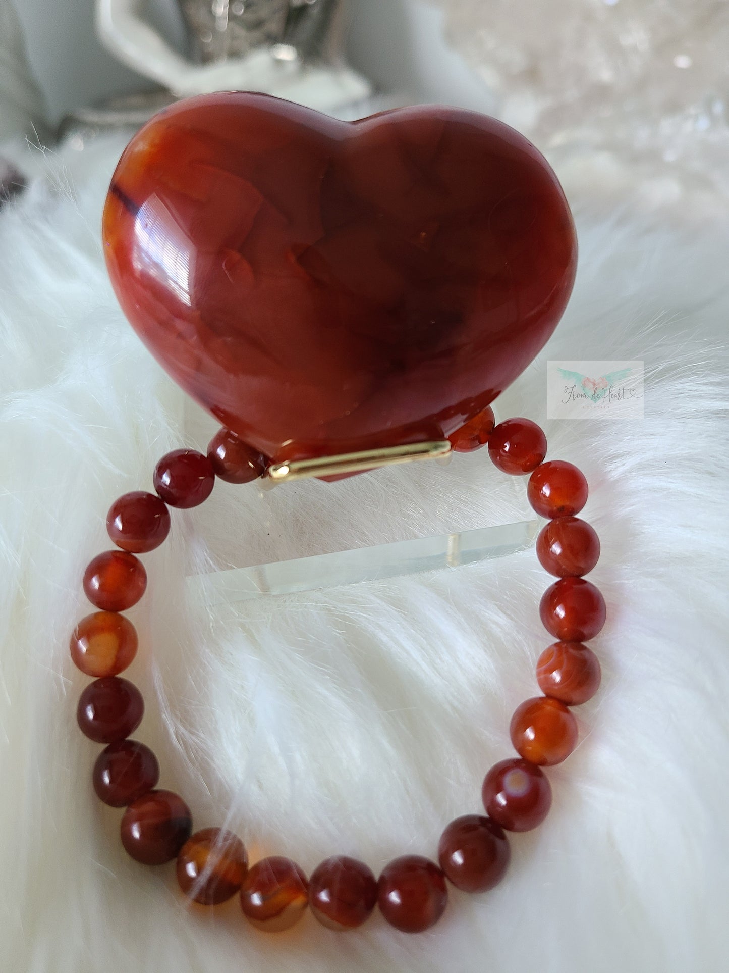 Carnelian Heart and Bracelet Pair