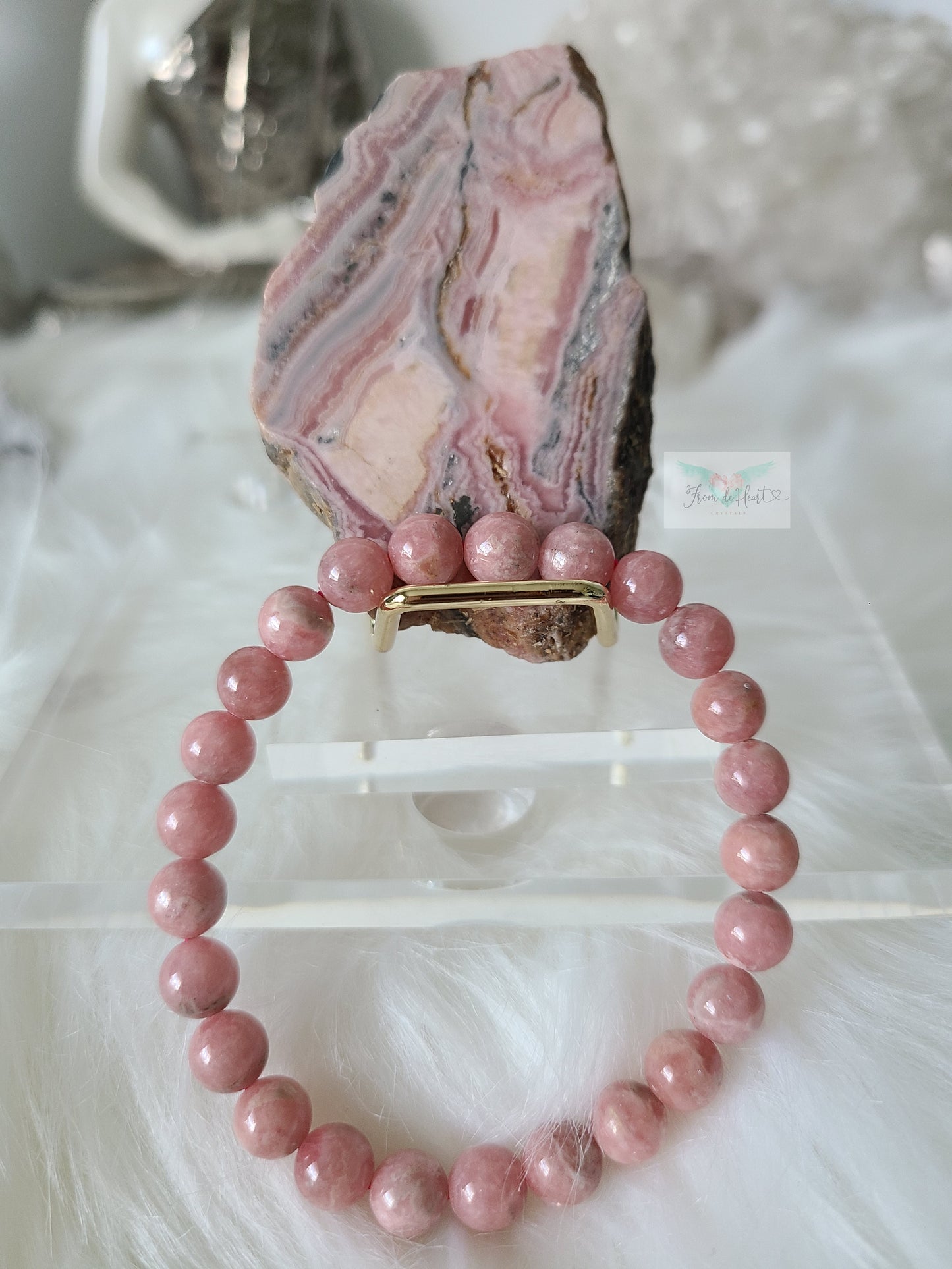 Rhodochrosite Bracelet and Slice Pair