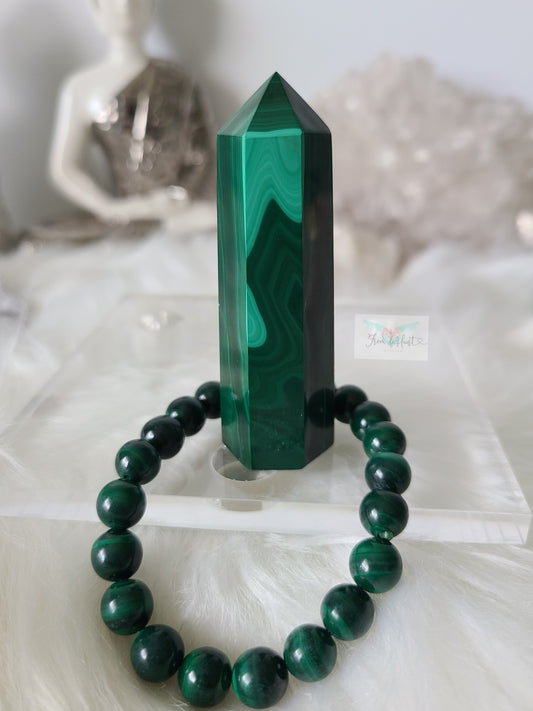 High Quality Malachite Tower with Bracelet Pair