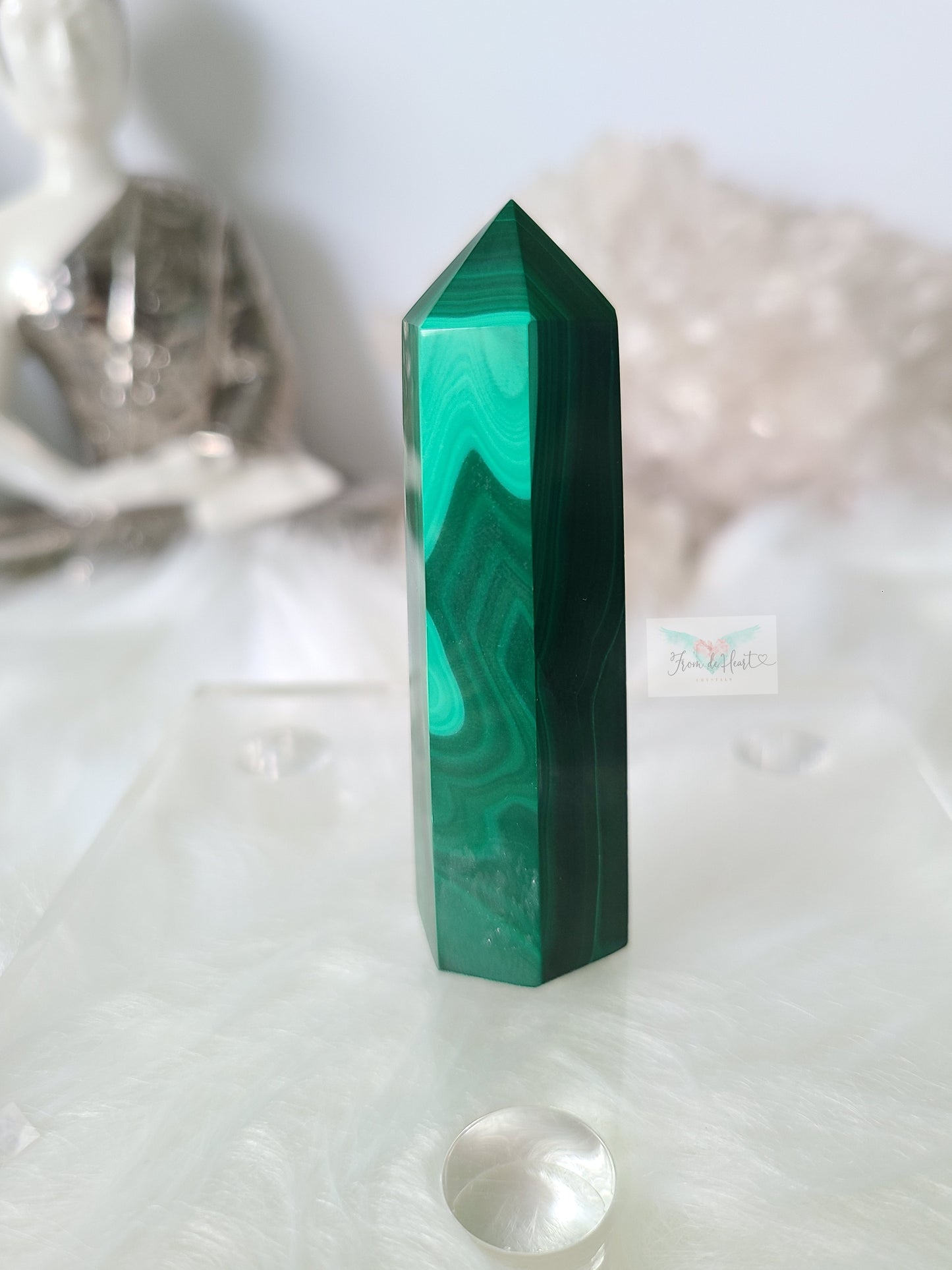 High Quality Malachite Tower with Bracelet Pair