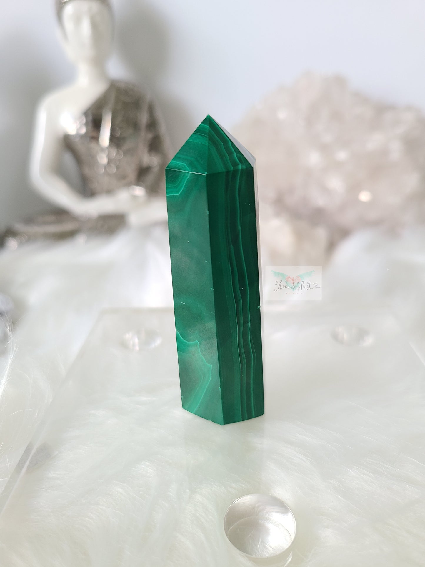 High Quality Malachite Tower with Bracelet Pair