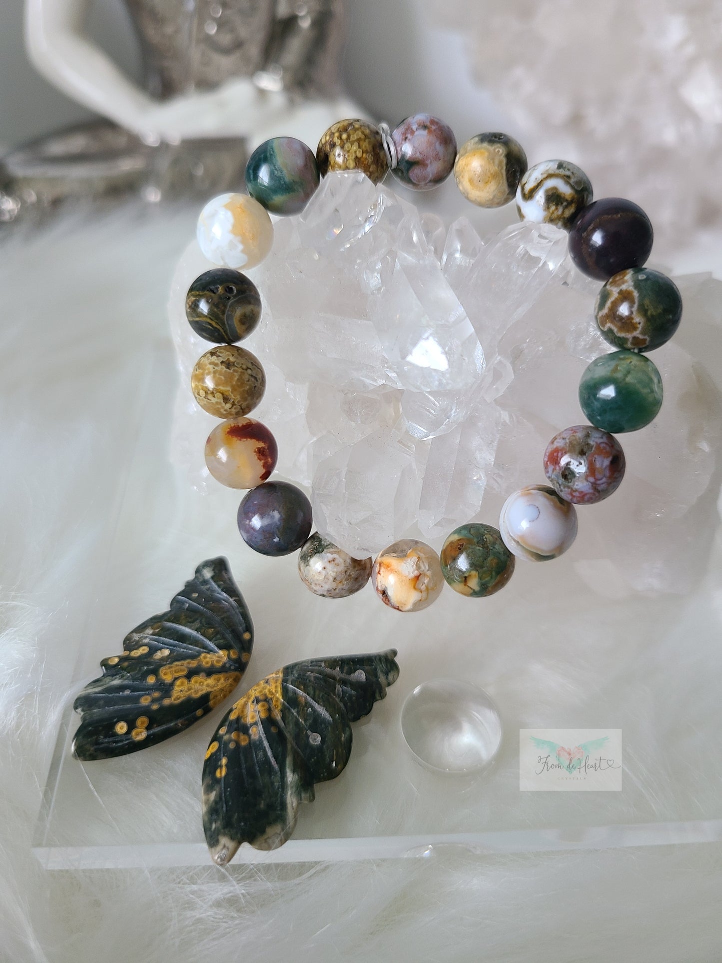 Ocean Jasper bracelet and Old Stock Ocean Jasper Butterfly Wings