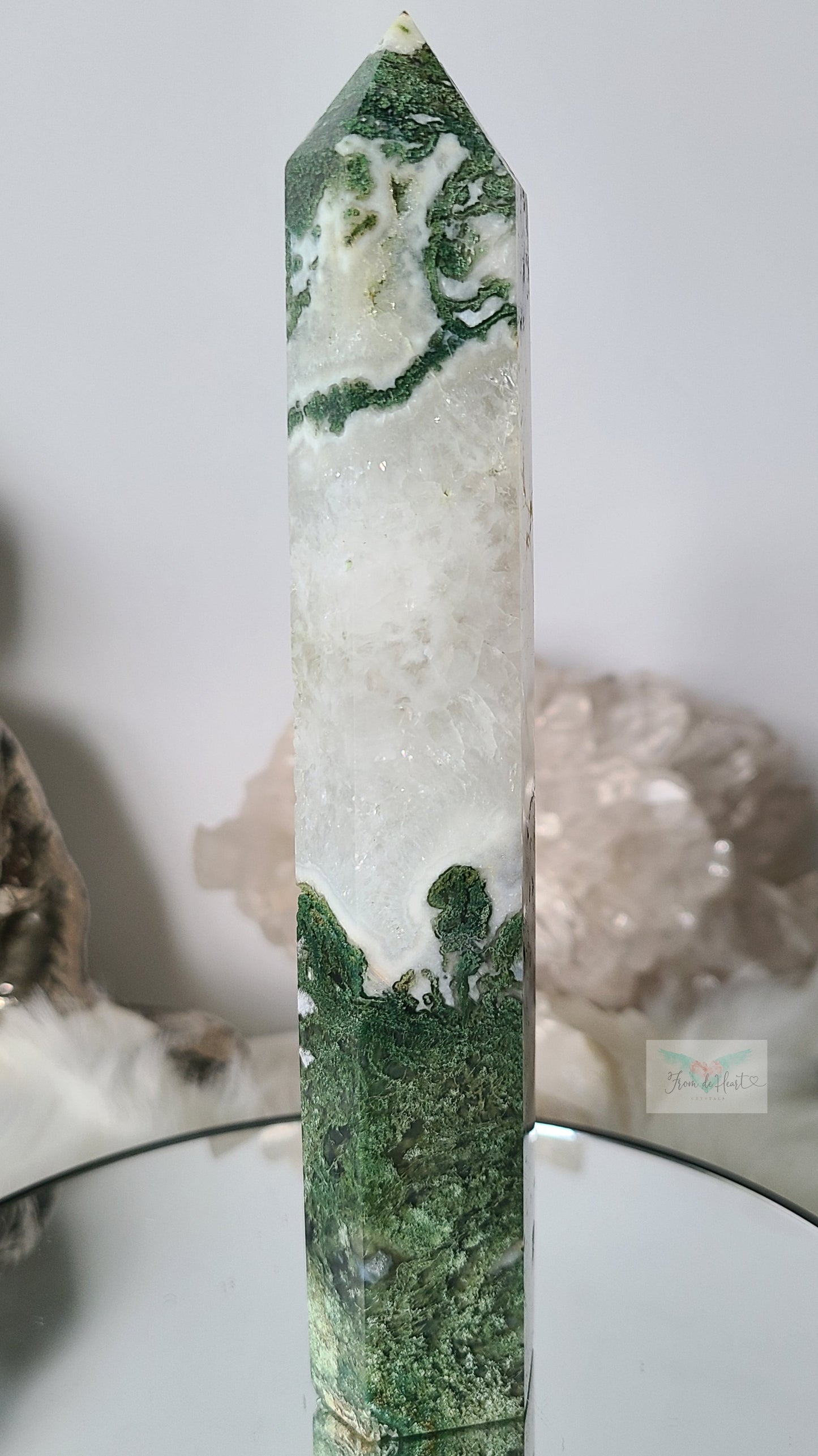 Moss Agate Quartz Tower Large