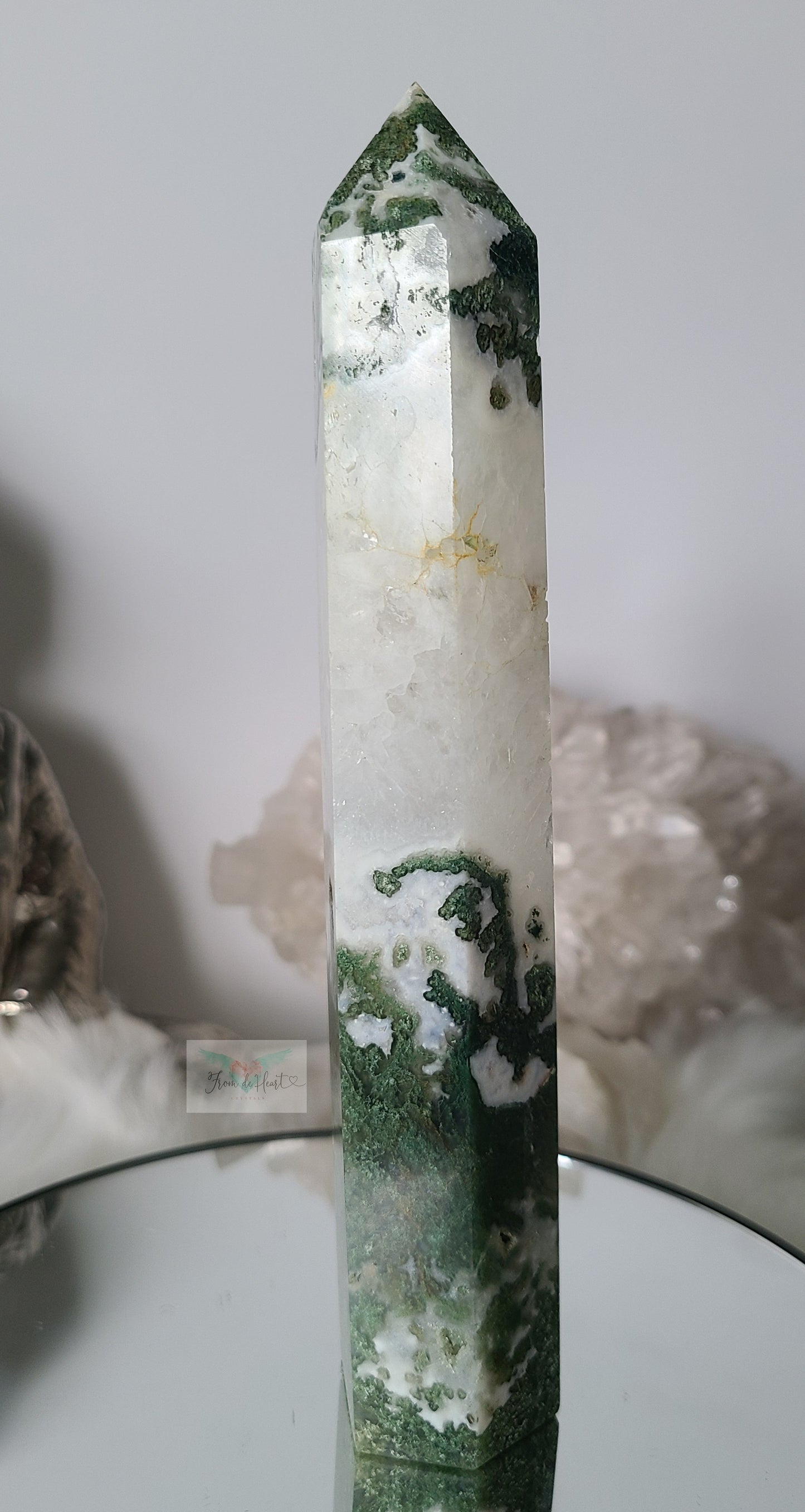 Moss Agate Quartz Tower Large