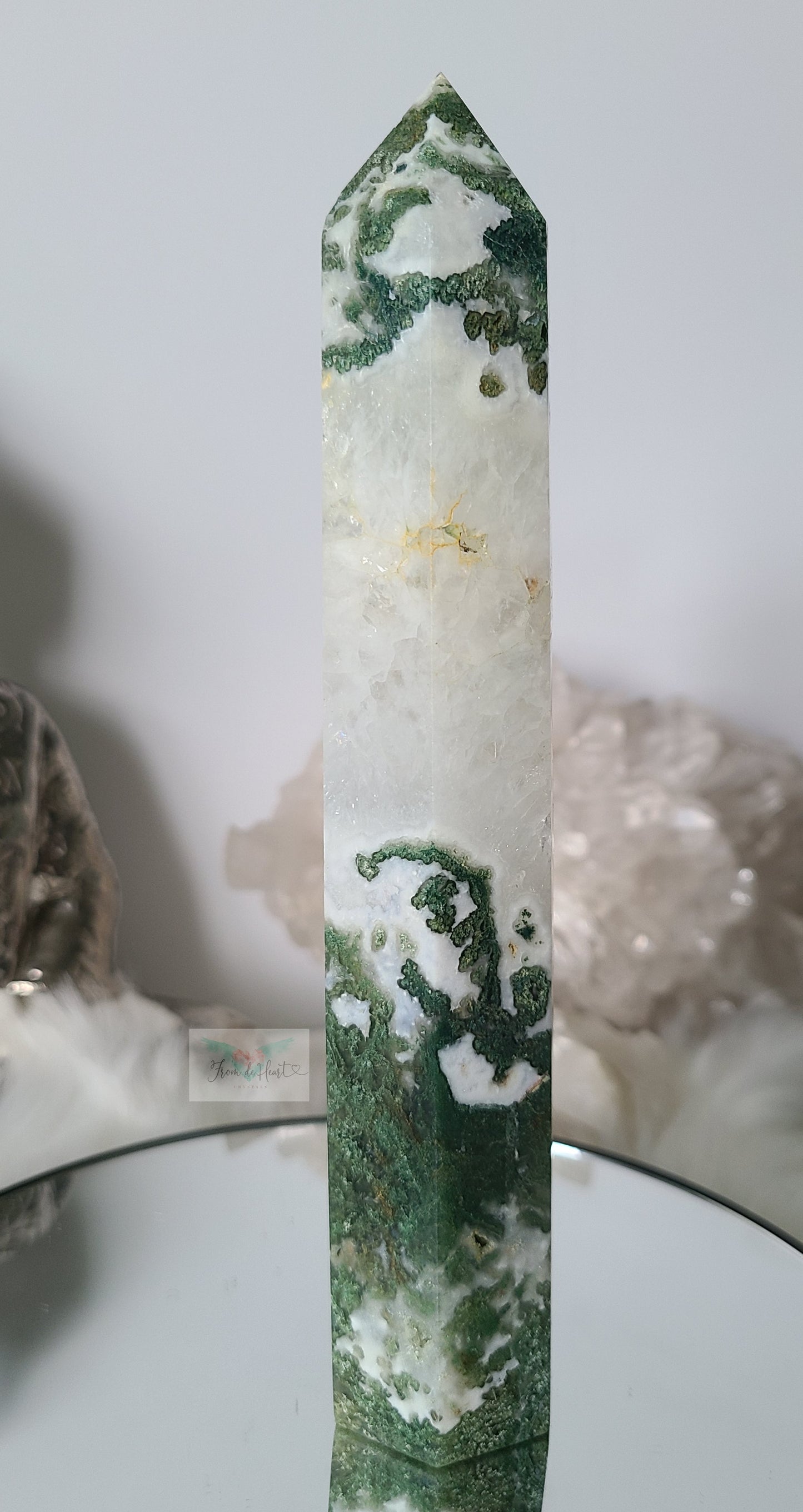 Moss Agate Quartz Tower Large