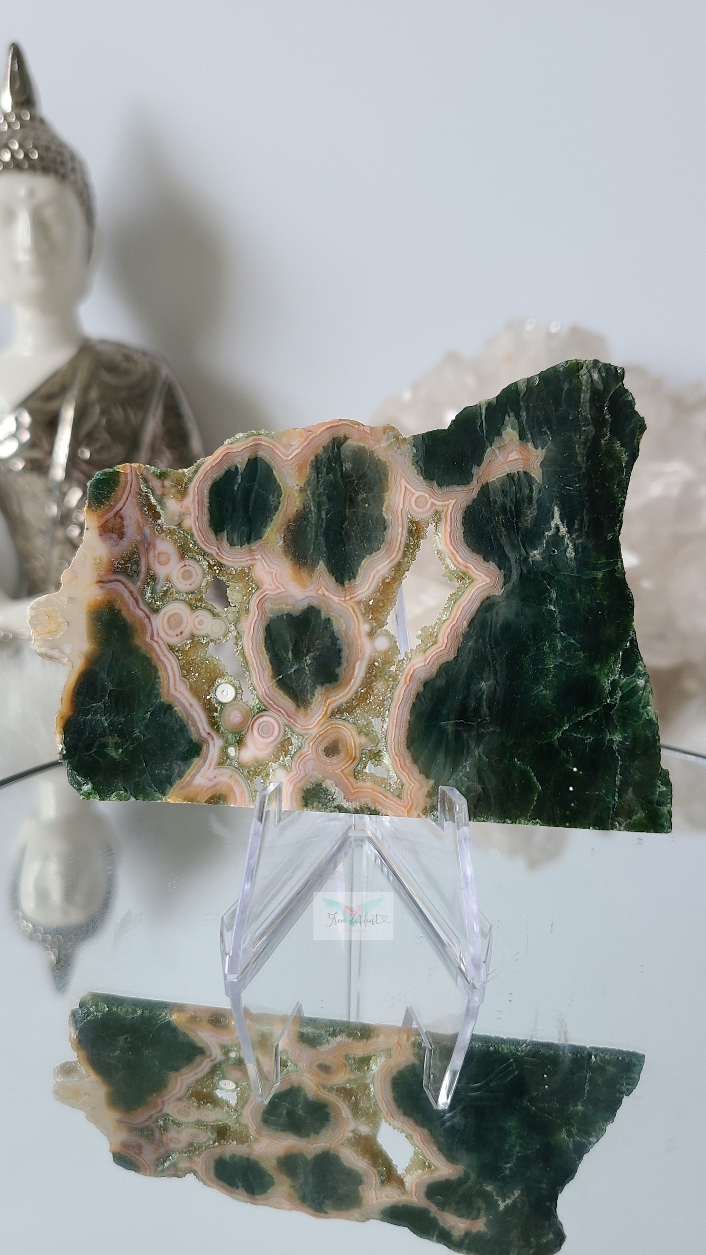 Rare Druzy Old Stock Ocean Jasper Slice