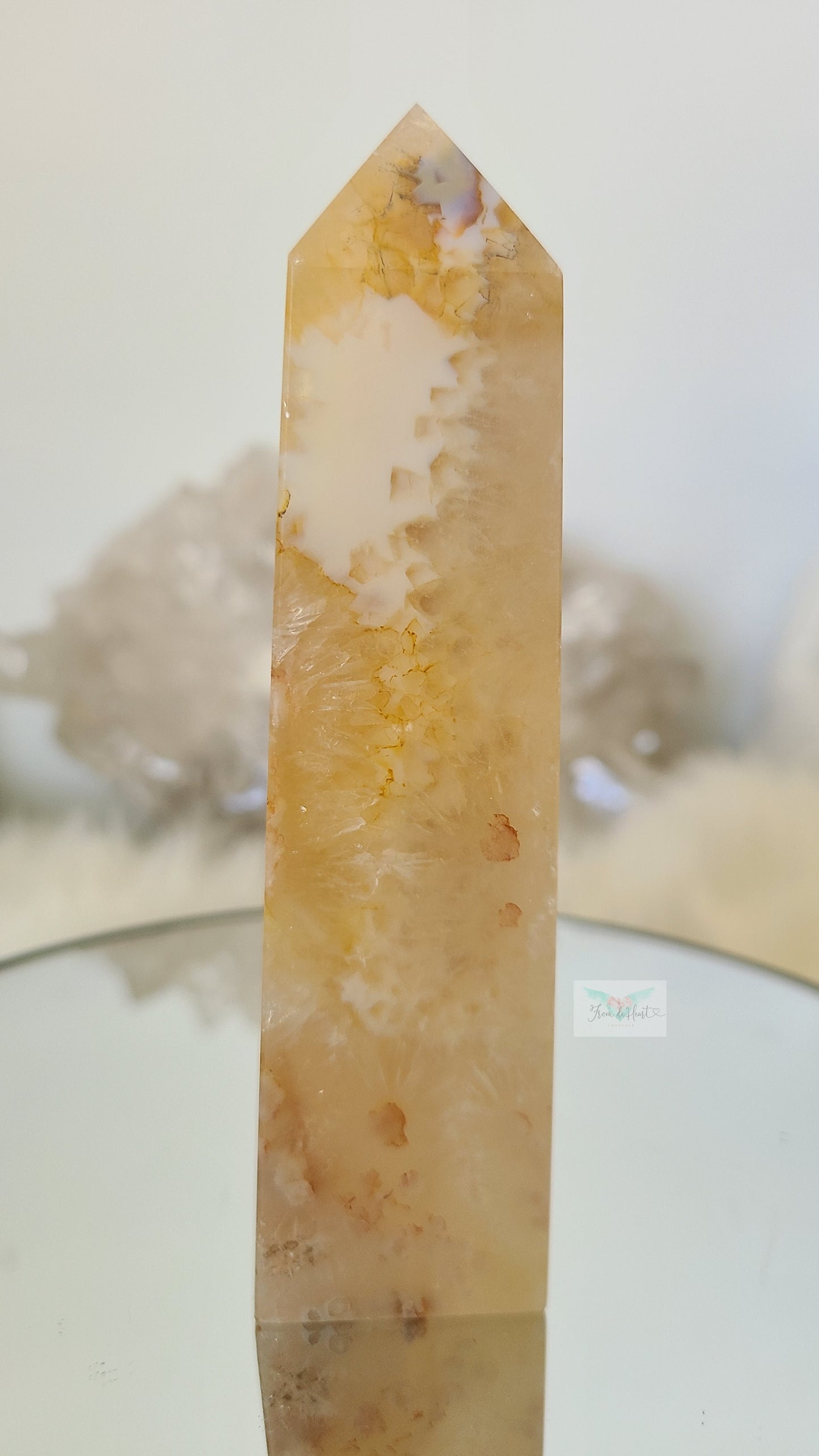 Yellow Sugar Druzy Flower Agate with Quartz Tower (Rare) (SALE)