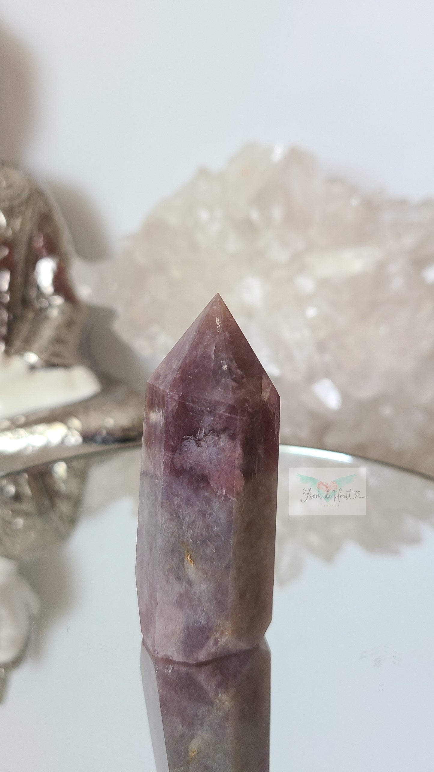 Lavender Rose Quartz Tower and Worry stone Pair