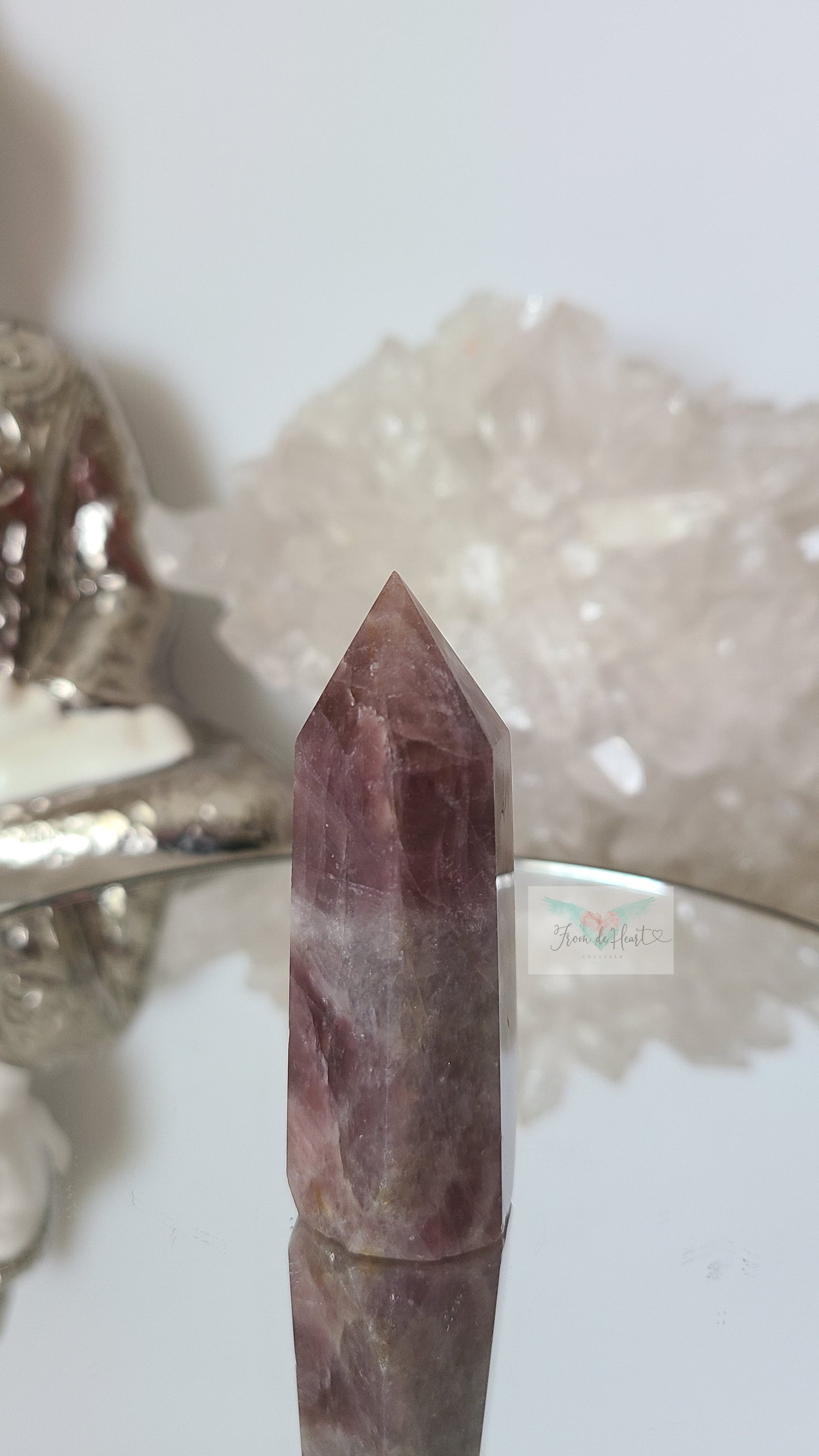 Lavender Rose Quartz Tower and Worry stone Pair