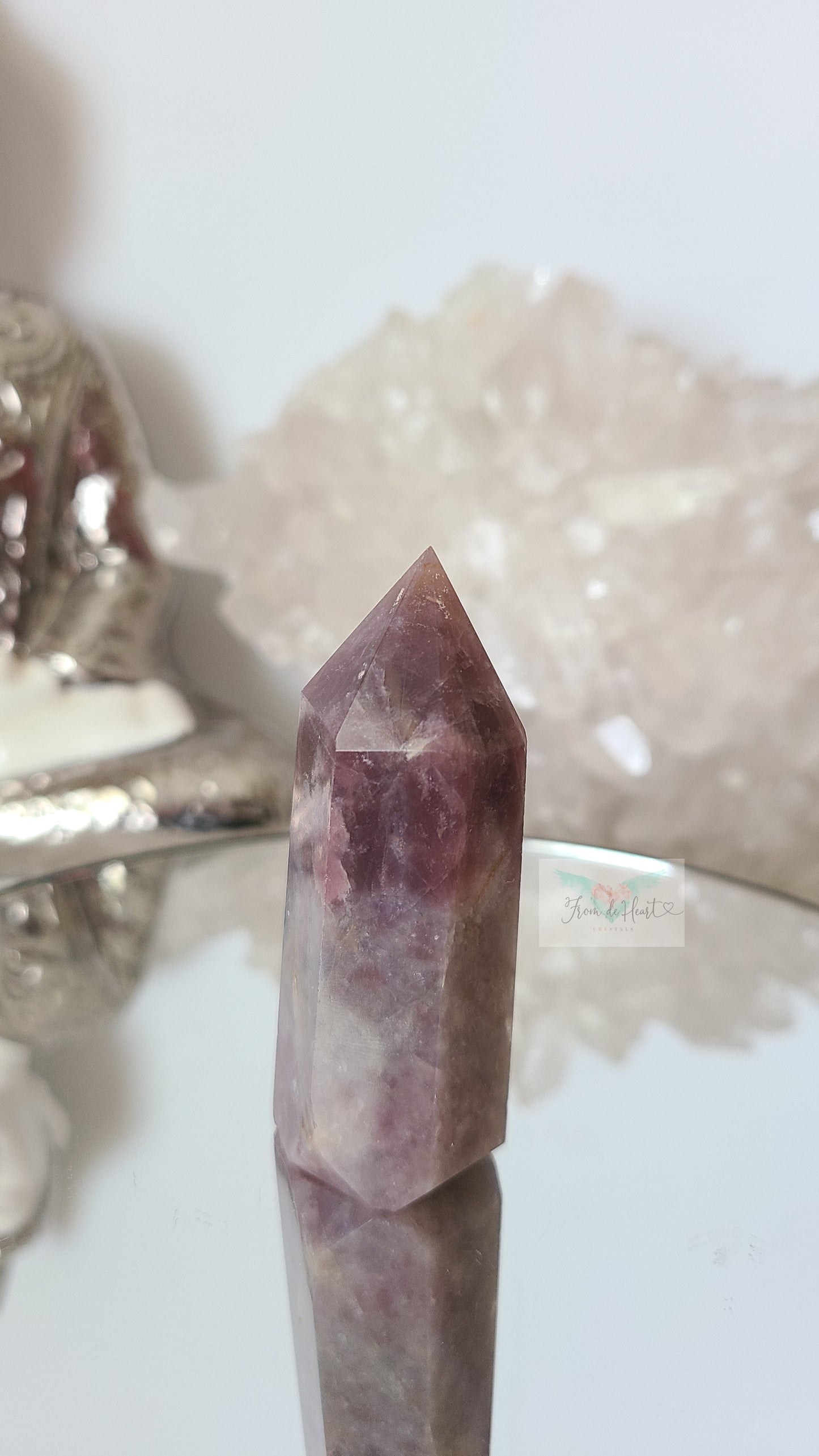 Lavender Rose Quartz Tower and Worry stone Pair