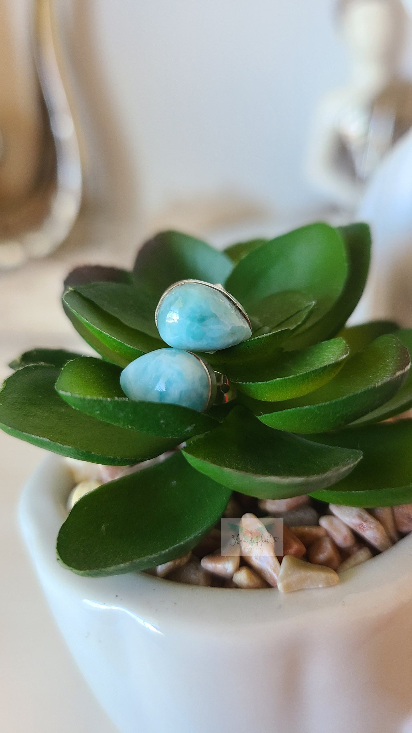 High Grade Larimar Stud Earrings (B)