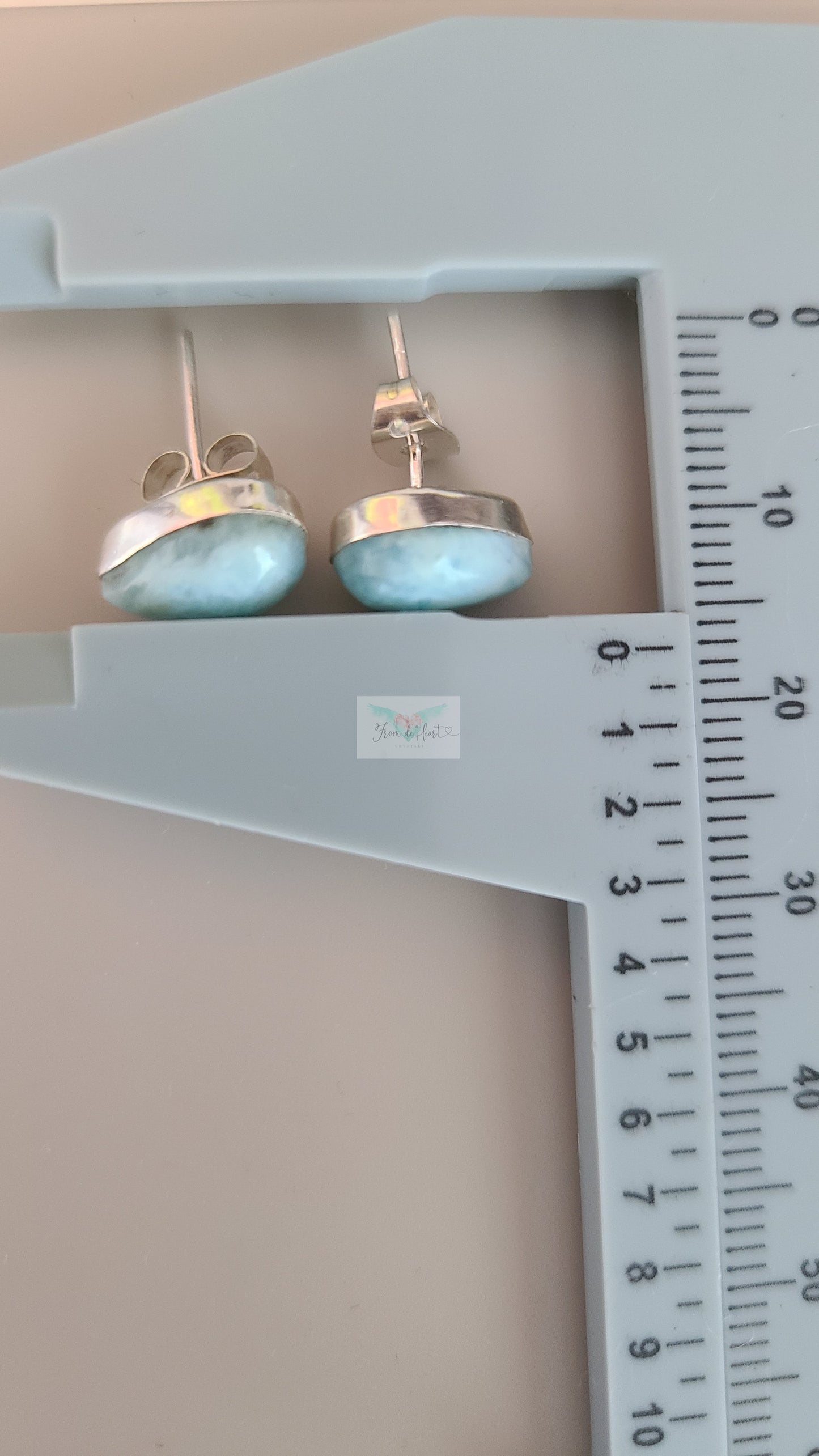 High Quality Larimar Stud Earrings (A)