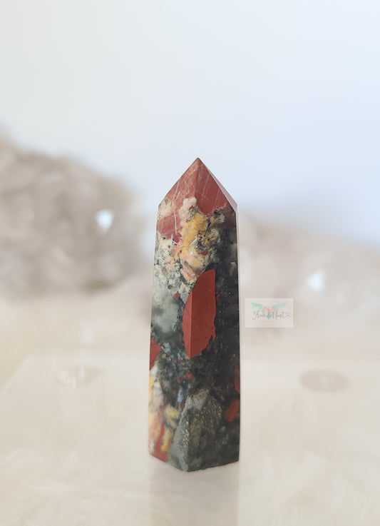 African Bloodstone Point with Pyrite (SALE)