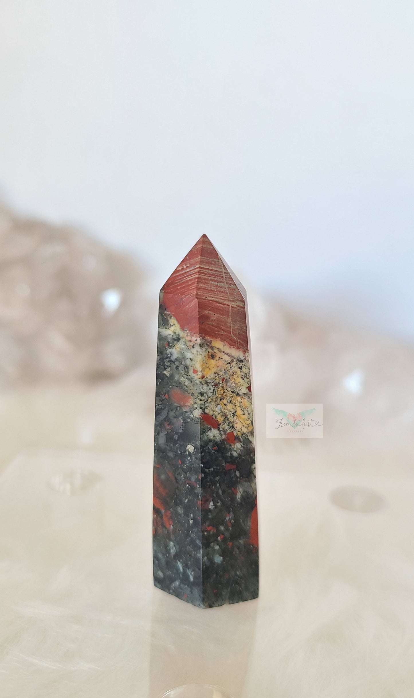 African Bloodstone Point with Pyrite (SALE)