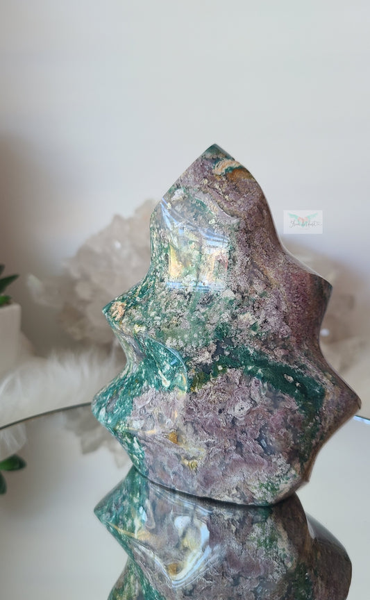 Teal and Lavender Ocean Jasper Flame