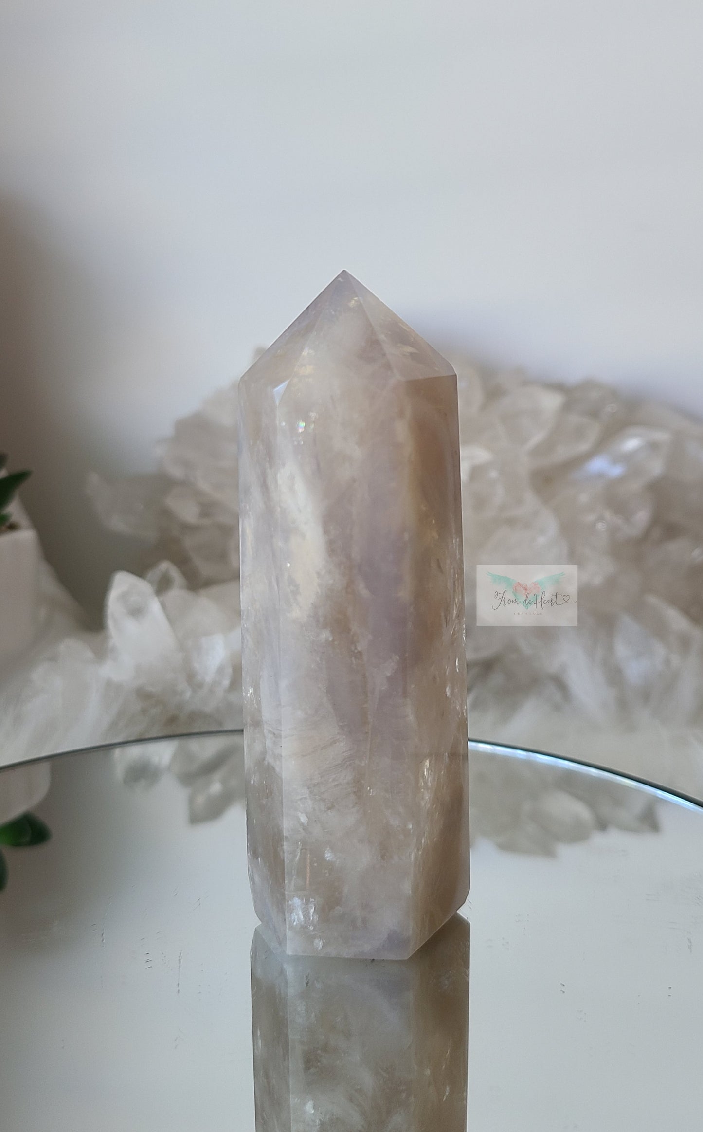 Blue Rose Quartz and Clear Quartz Tower