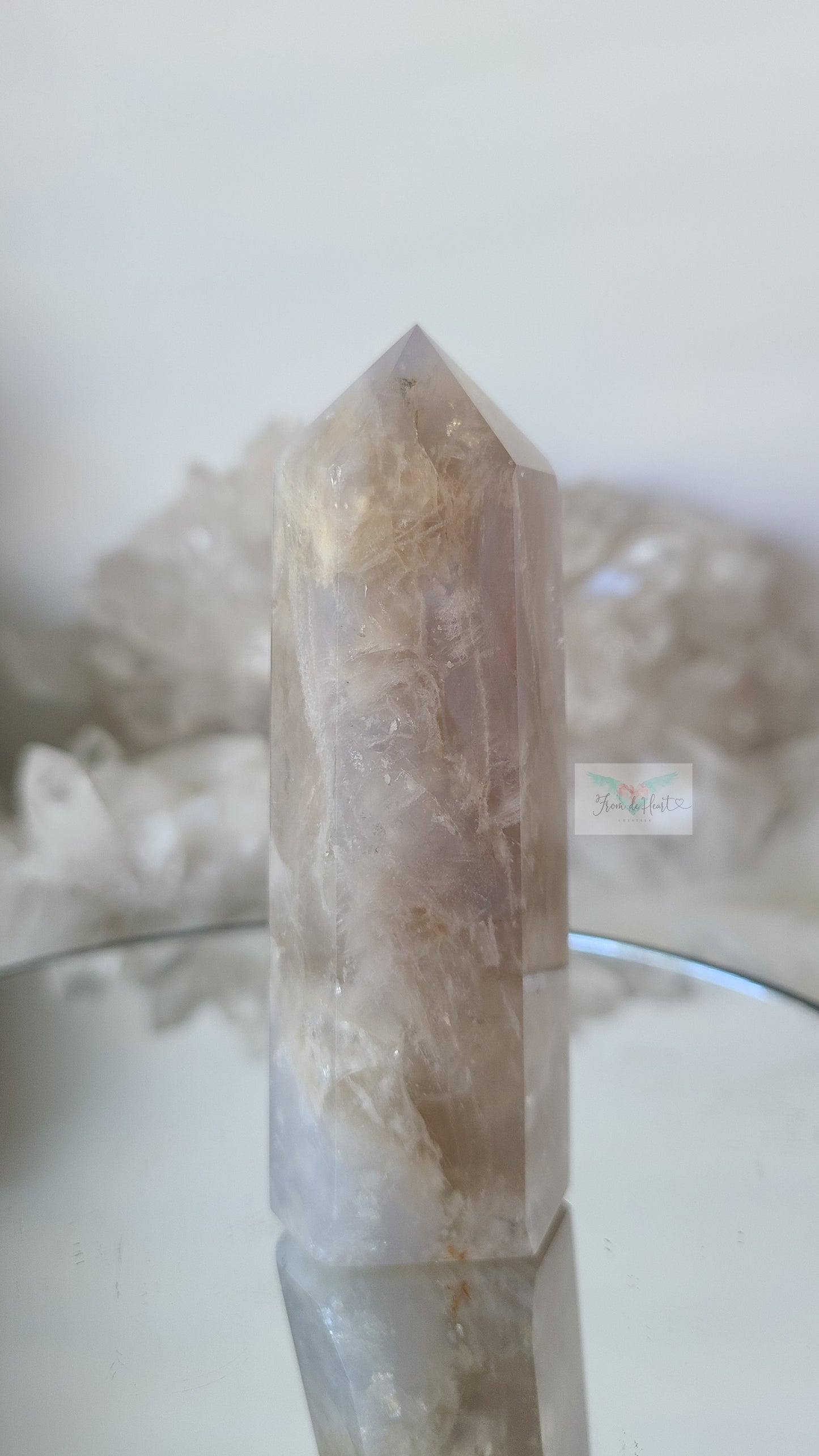 Blue Rose Quartz and Clear Quartz Tower