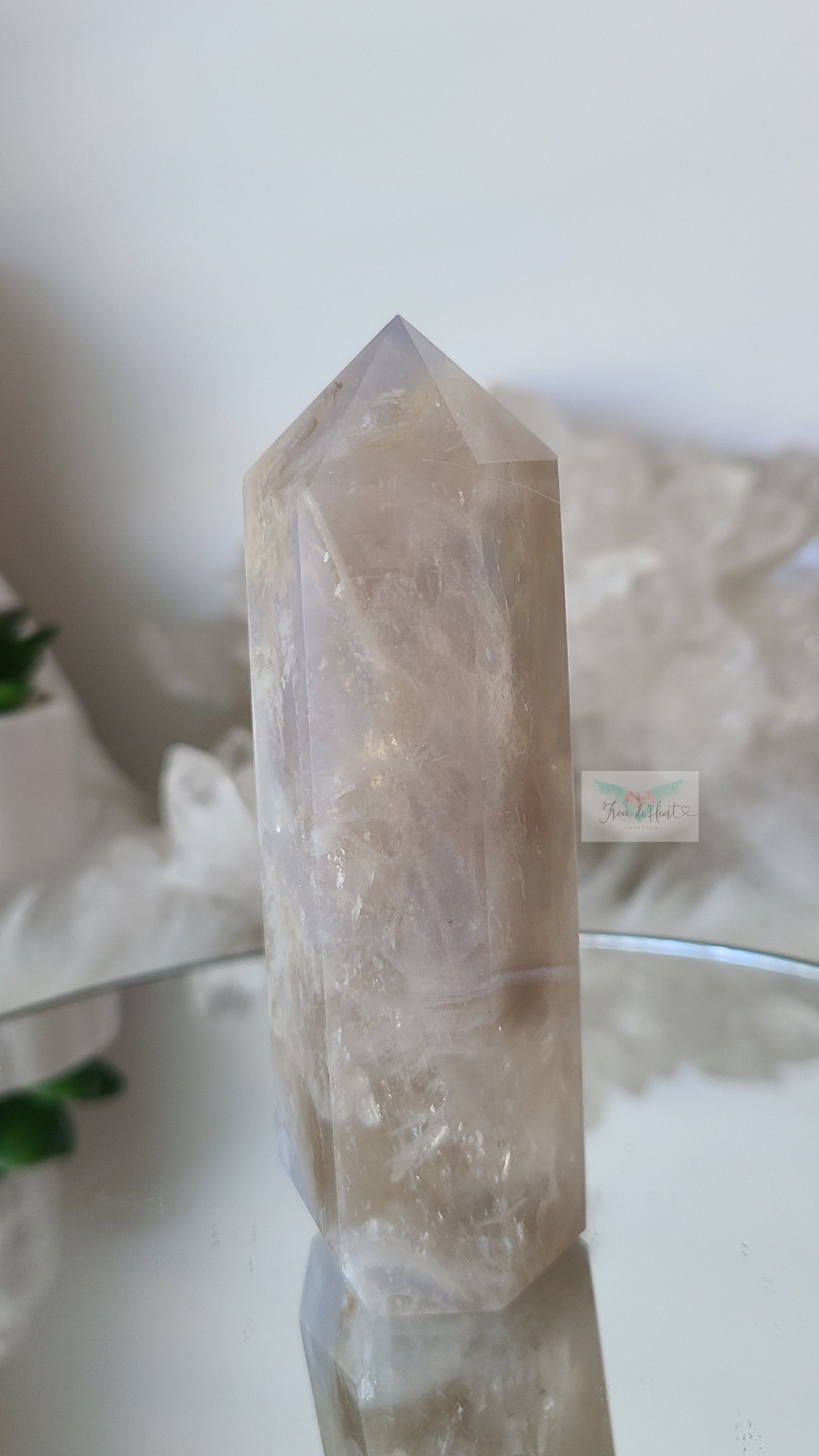 Blue Rose Quartz and Clear Quartz Tower