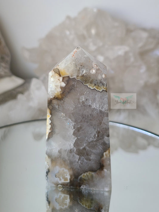 Argentina Agate in Quartz Tower (Rare find) (A)