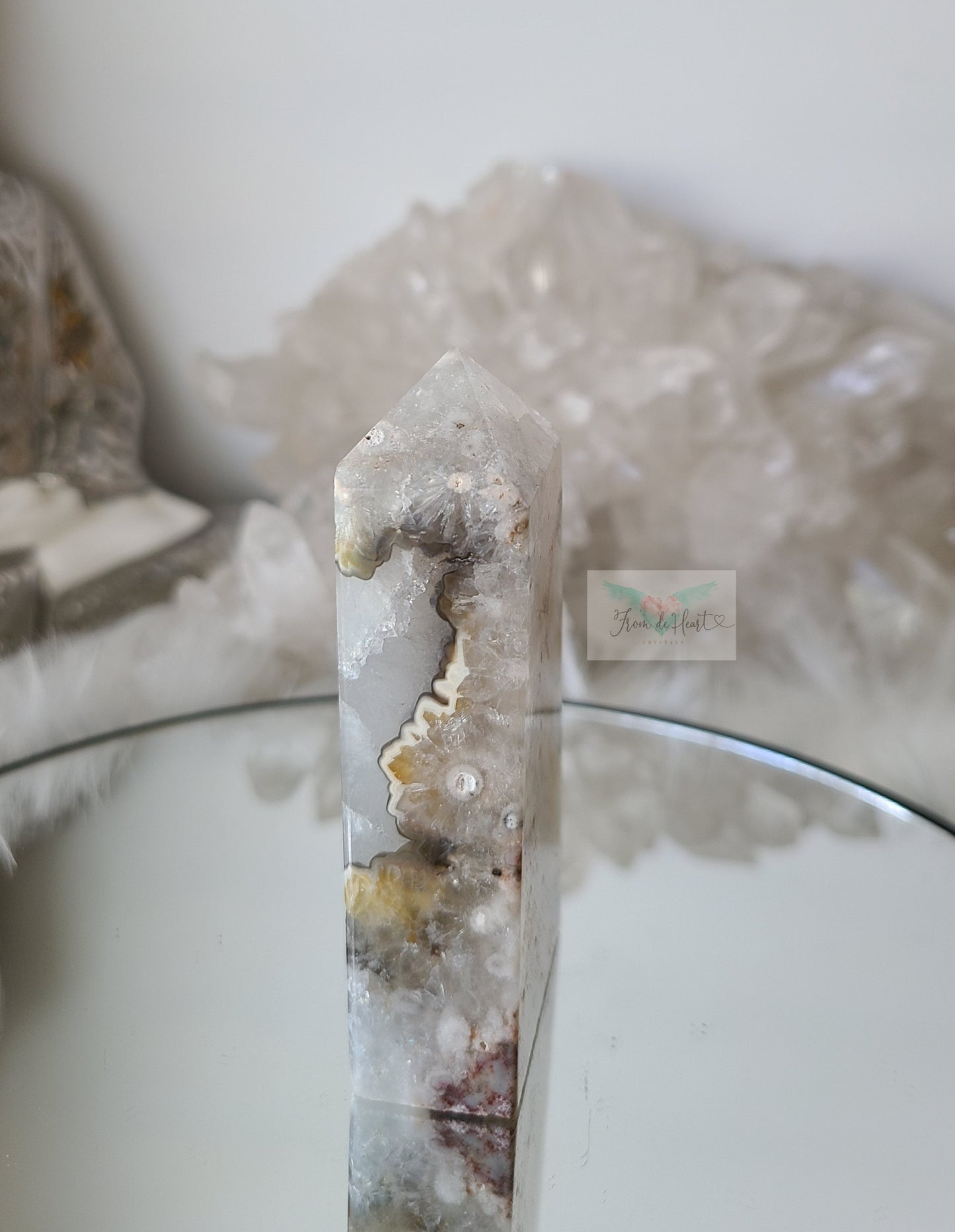 Argentina Agate in Quartz Tower (Rare find) (A)