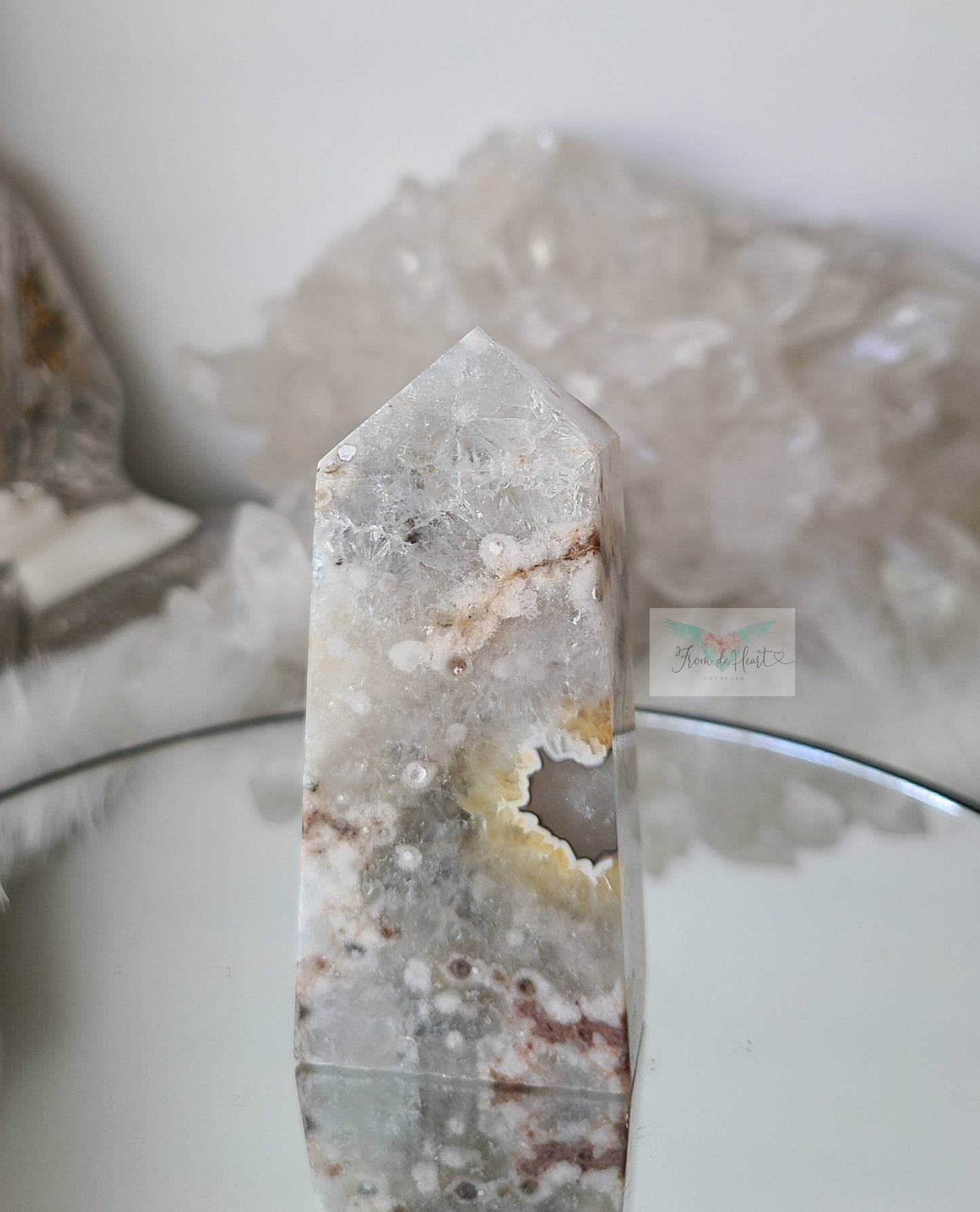 Argentina Agate in Quartz Tower (Rare find) (A)