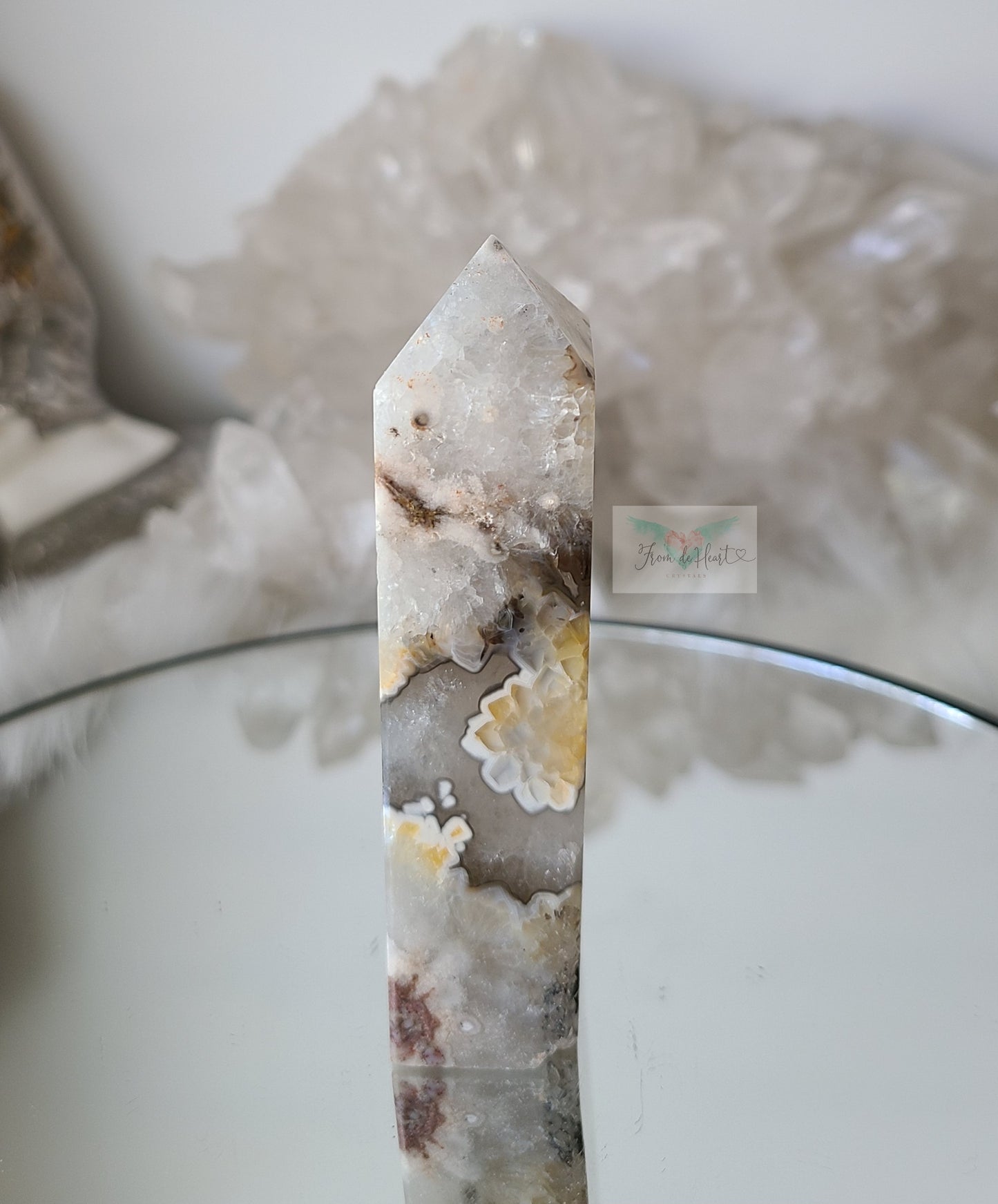 Argentina Agate in Quartz Tower (Rare find) (A)