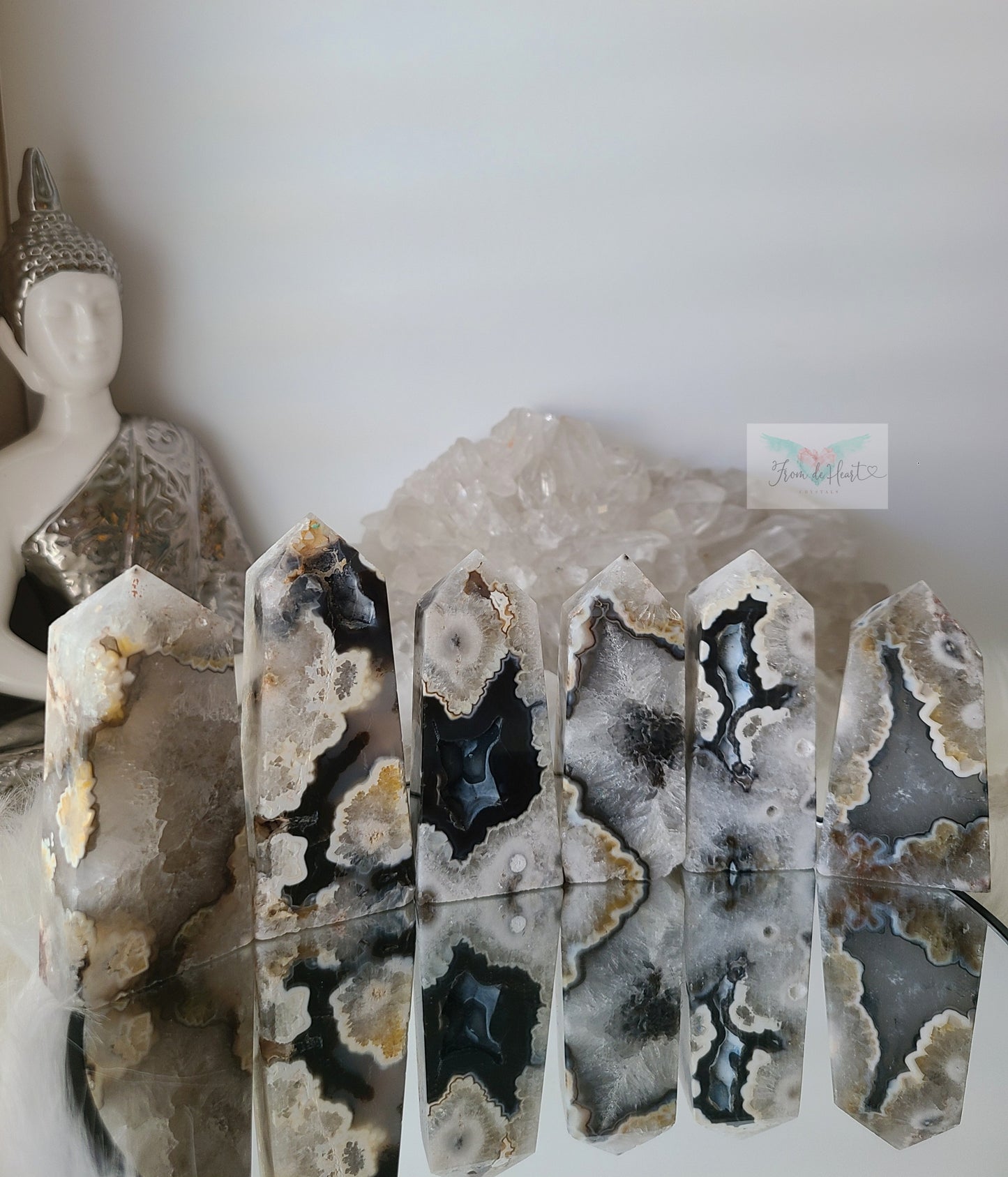 Argentina Agate in Quartz Tower (Rare find) (C)