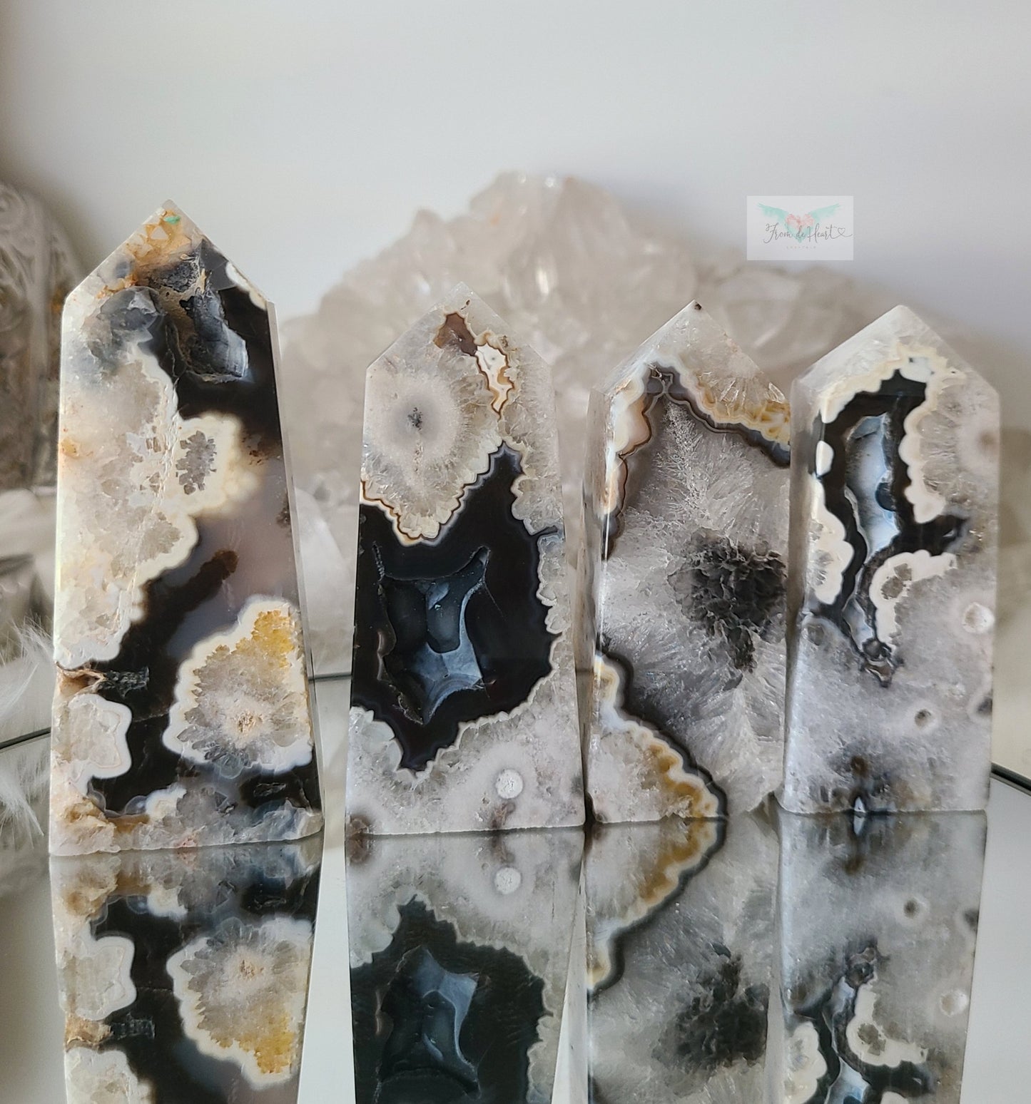 Argentina Agate in Quartz Tower (Rare find) (D)