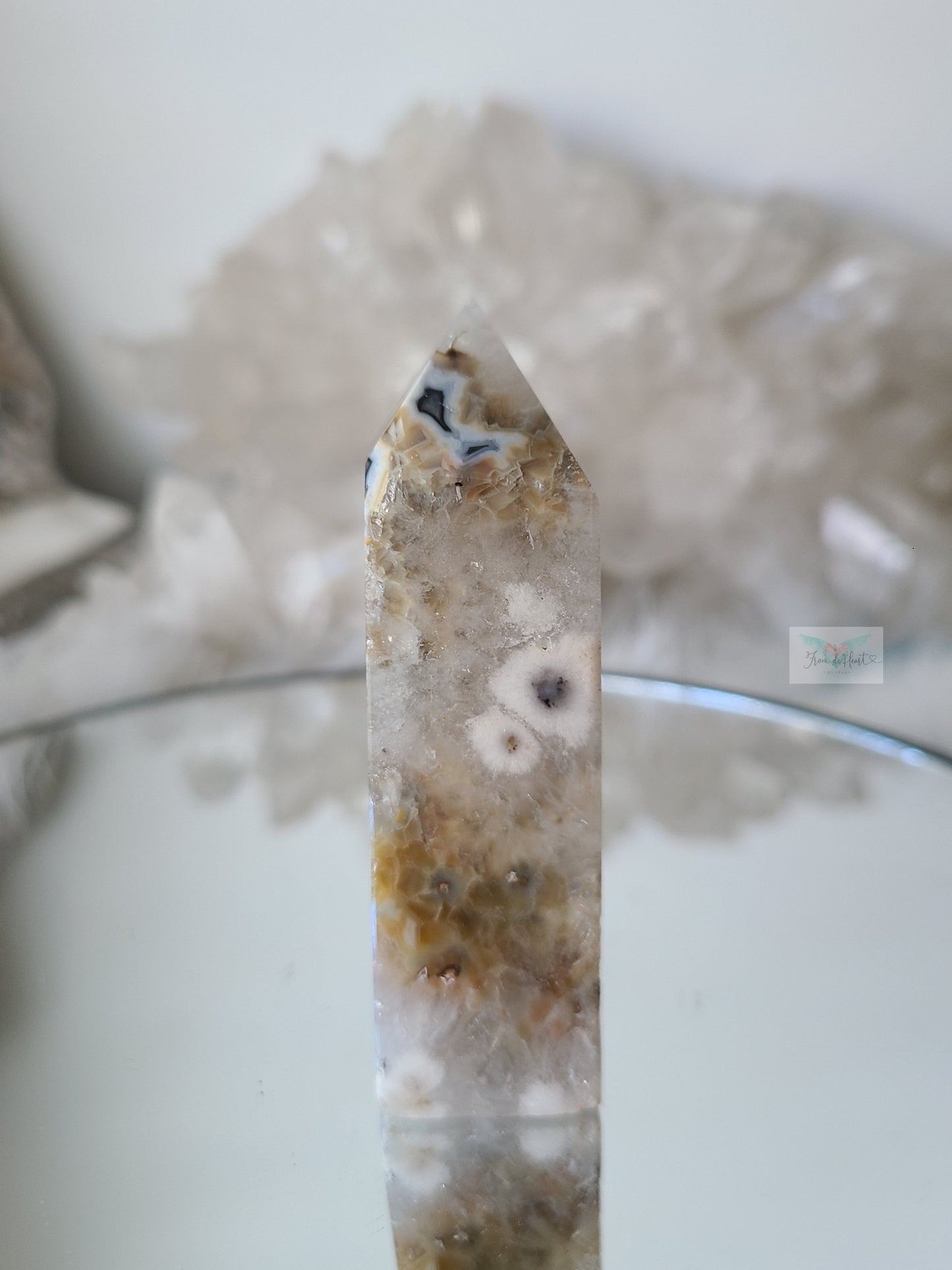 Argentina Agate in Quartz Tower (Rare find) (B)