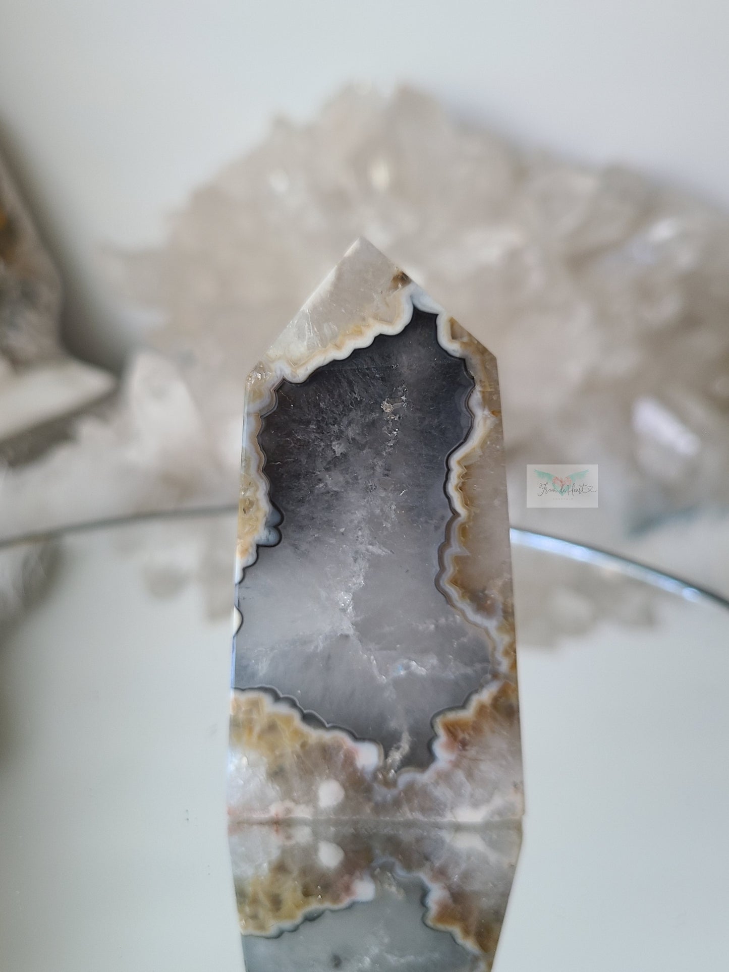 Argentina Agate in Quartz Tower (Rare find) (B)