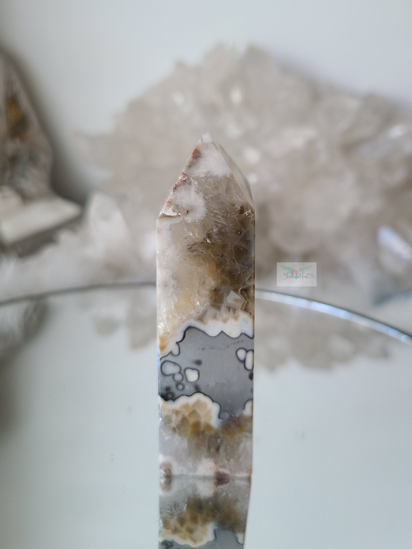 Argentina Agate in Quartz Tower (Rare find) (B)