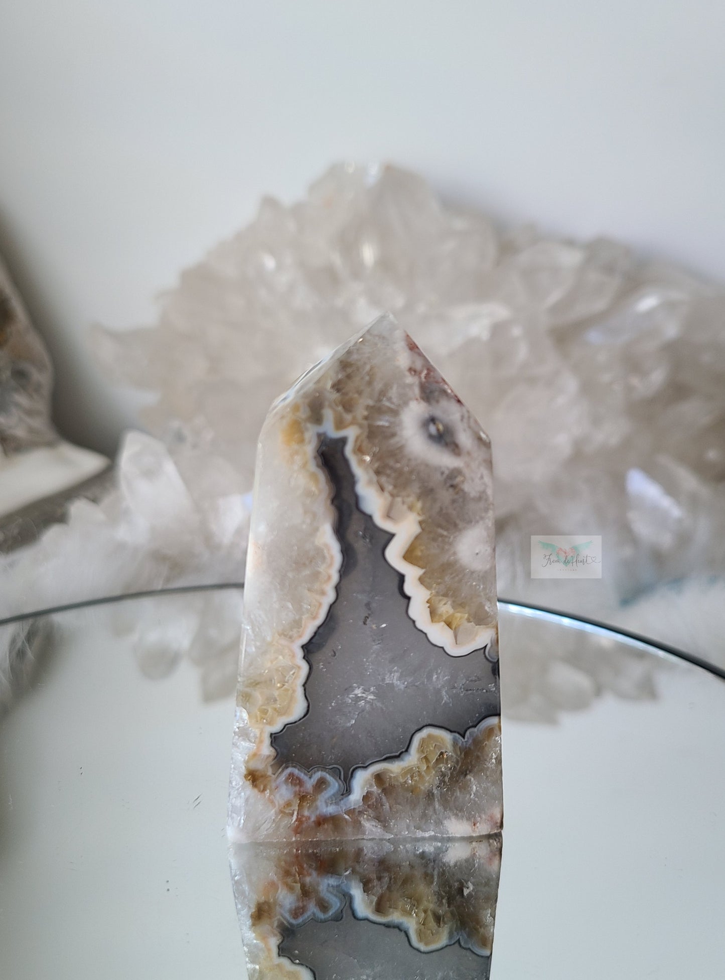 Argentina Agate in Quartz Tower (Rare find) (B)