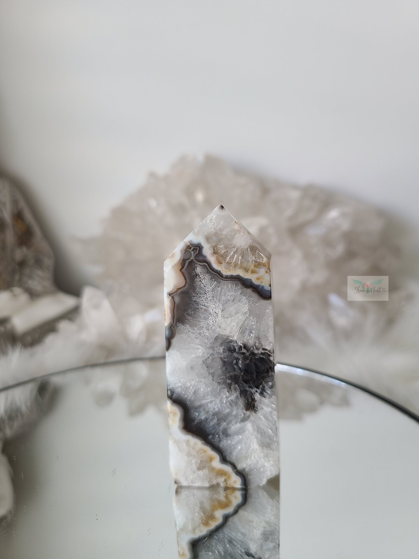 Argentina Agate in Quartz Tower (Rare find) (C)