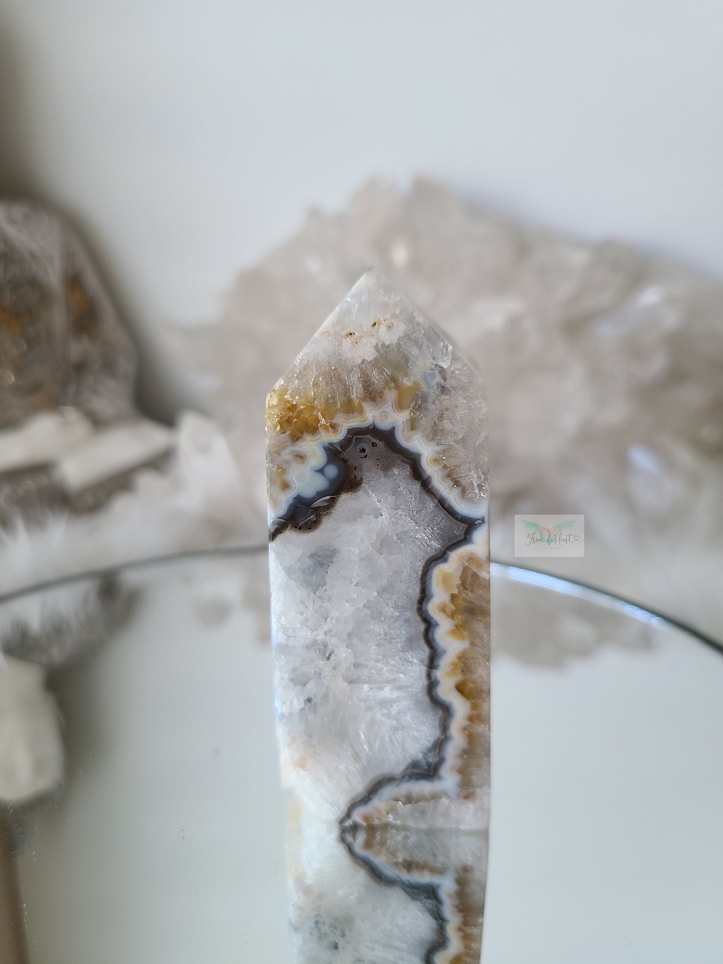 Argentina Agate in Quartz Tower (Rare find) (C)