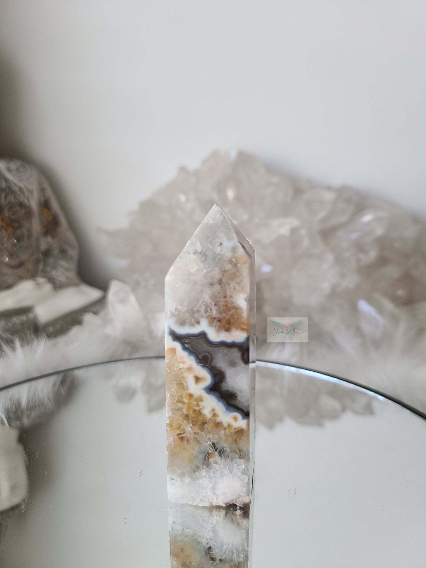 Argentina Agate in Quartz Tower (Rare find) (C)