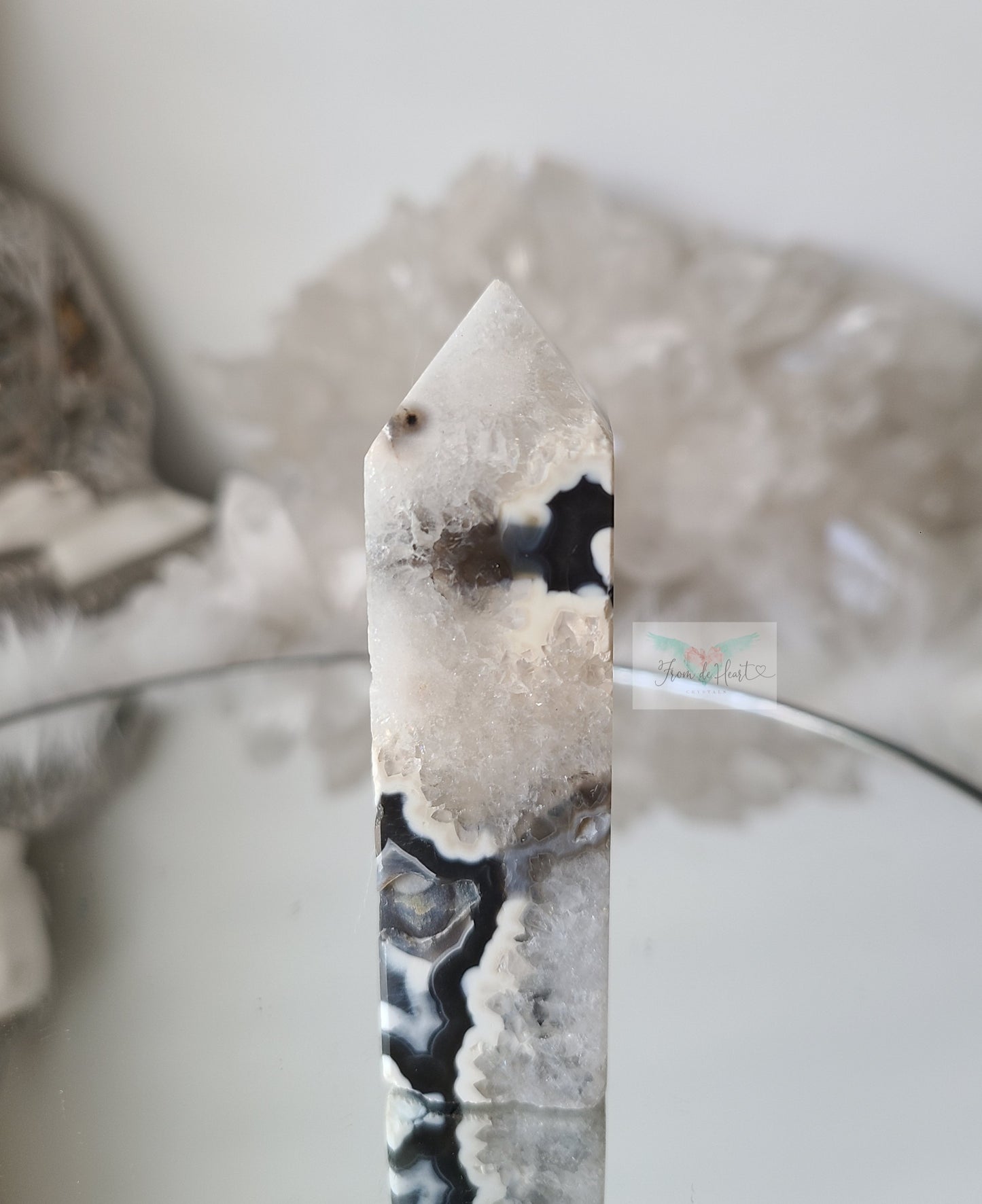 Argentina Agate in Quartz Tower (Rare find) (F)