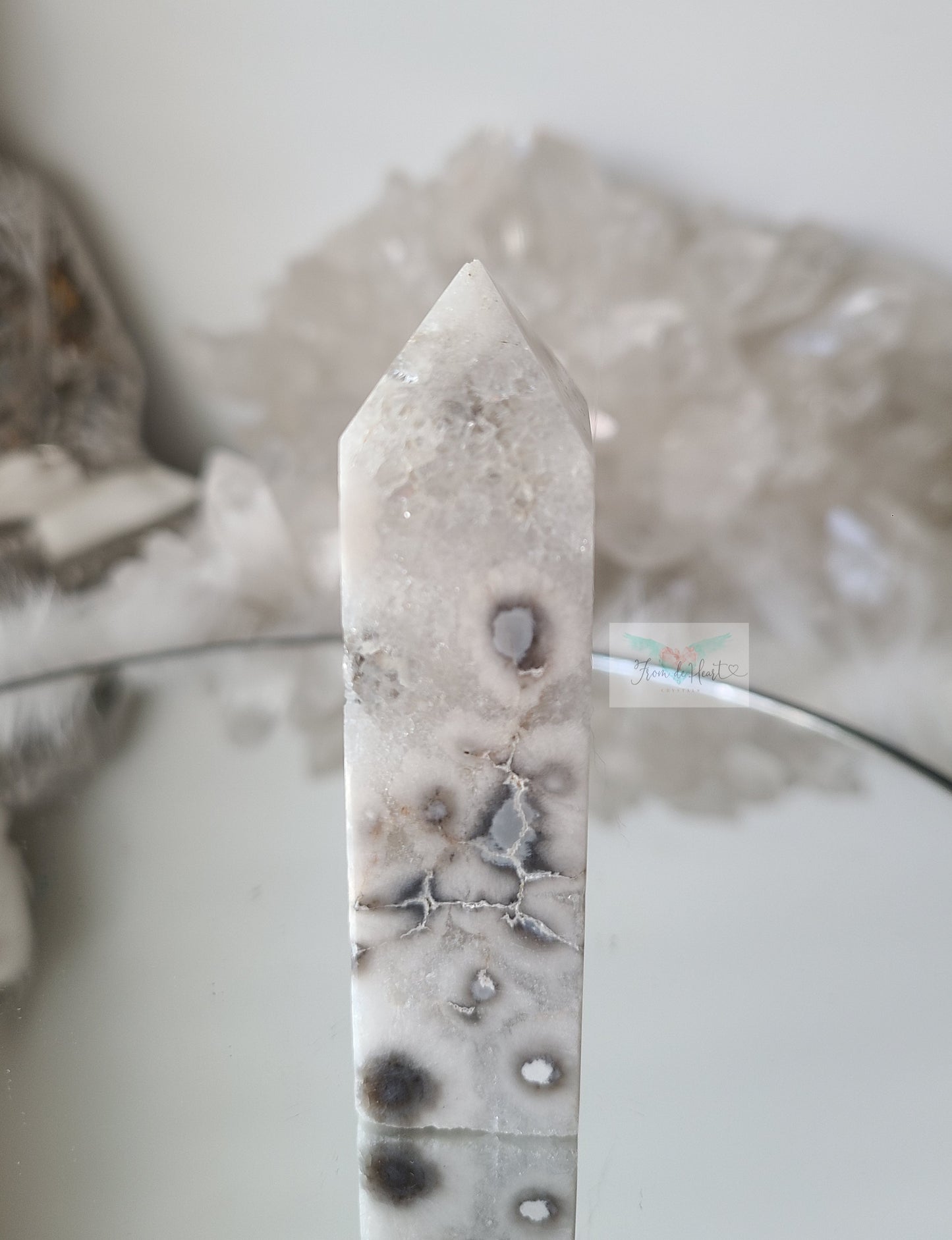 Argentina Agate in Quartz Tower (Rare find) (F)