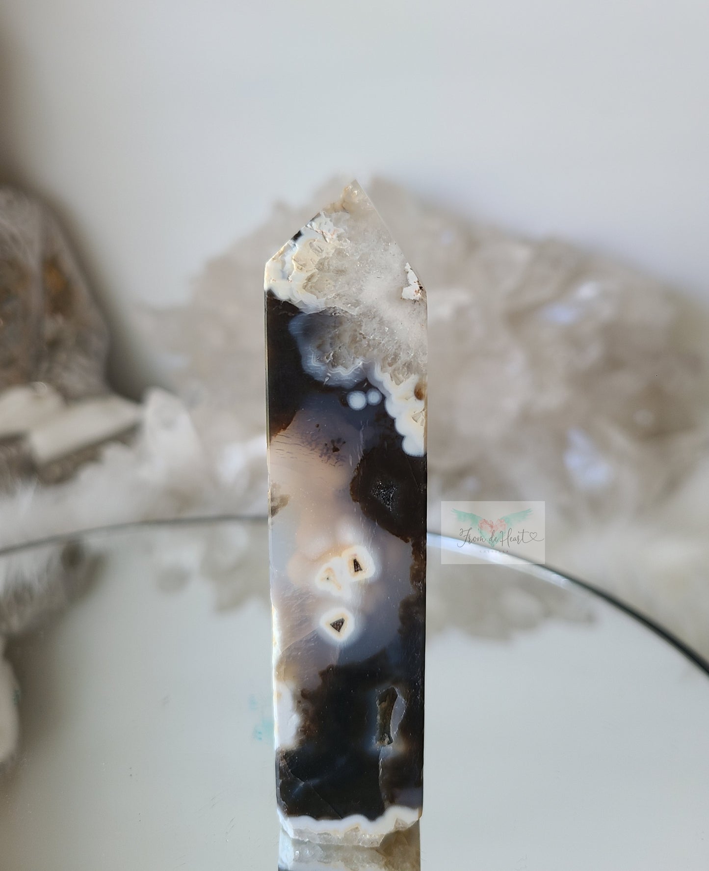 Argentina Agate in Quartz Tower (Rare find) (D)