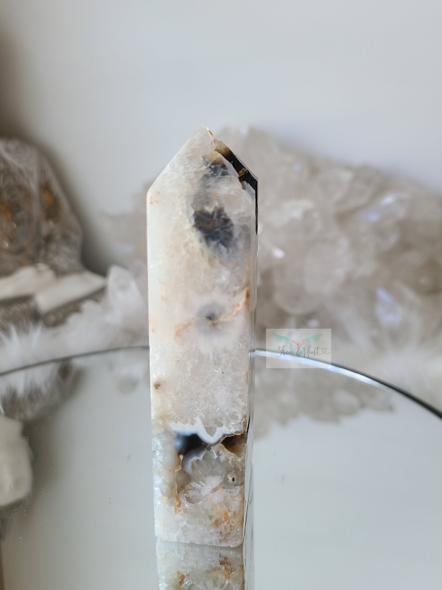 Argentina Agate in Quartz Tower (Rare find) (D)